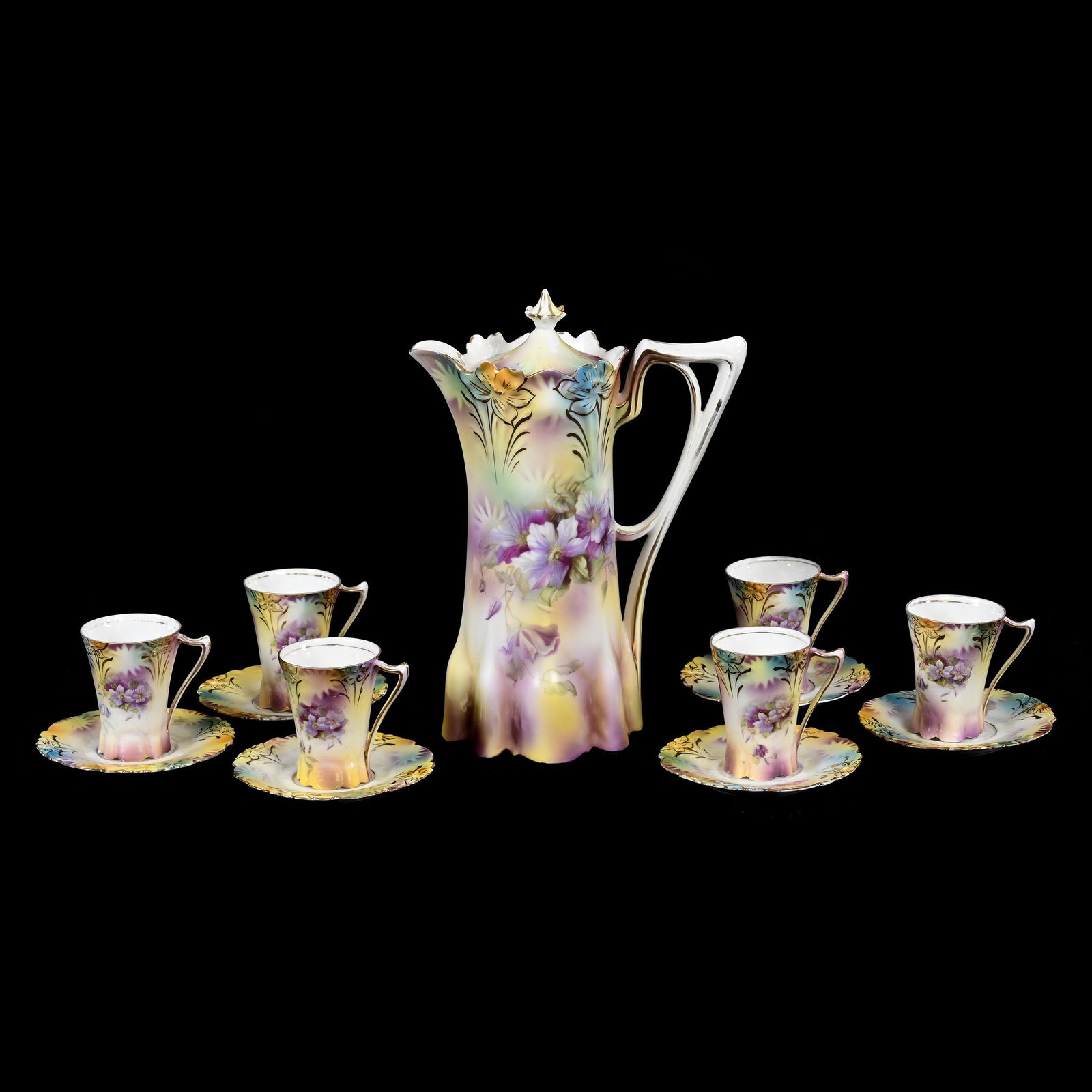 Chocolate Set, Unmarked R.S. Prussia, Lily Mold (1 of 3)