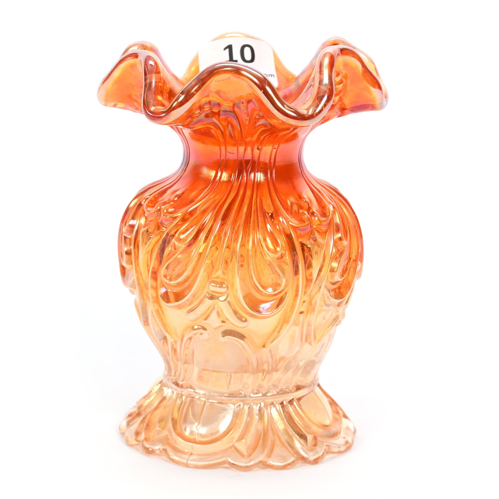 Vase, Carnival Glass, Rococo, Marigold: Vase, Carnival Glass, Rococo, Marigold, 4.25" x 3", By Imperial, Patsy Creveling Collection.