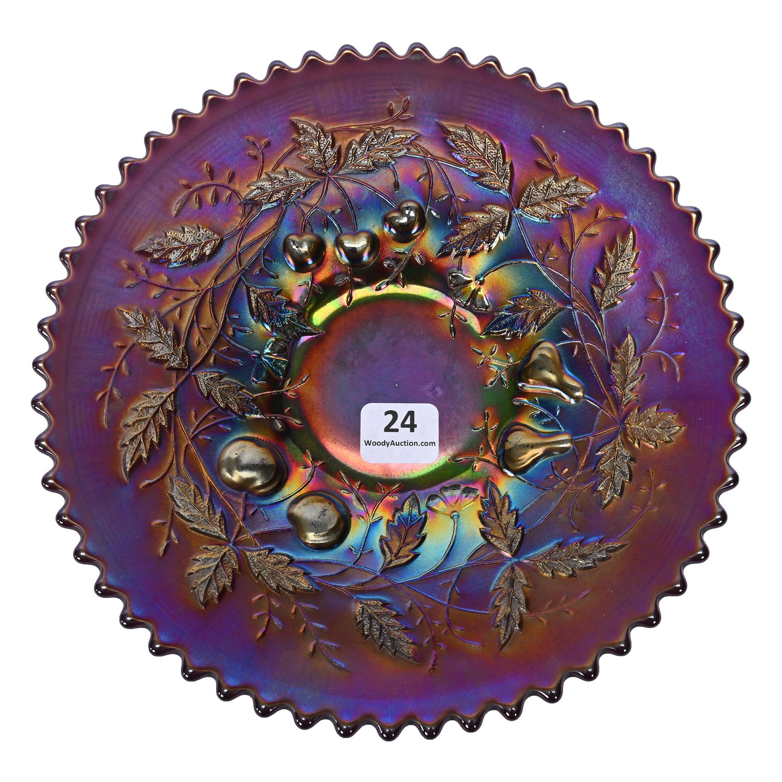 Plate, Carnival Glass, Three Fruits, Amethyst/Purple (1 of 2)