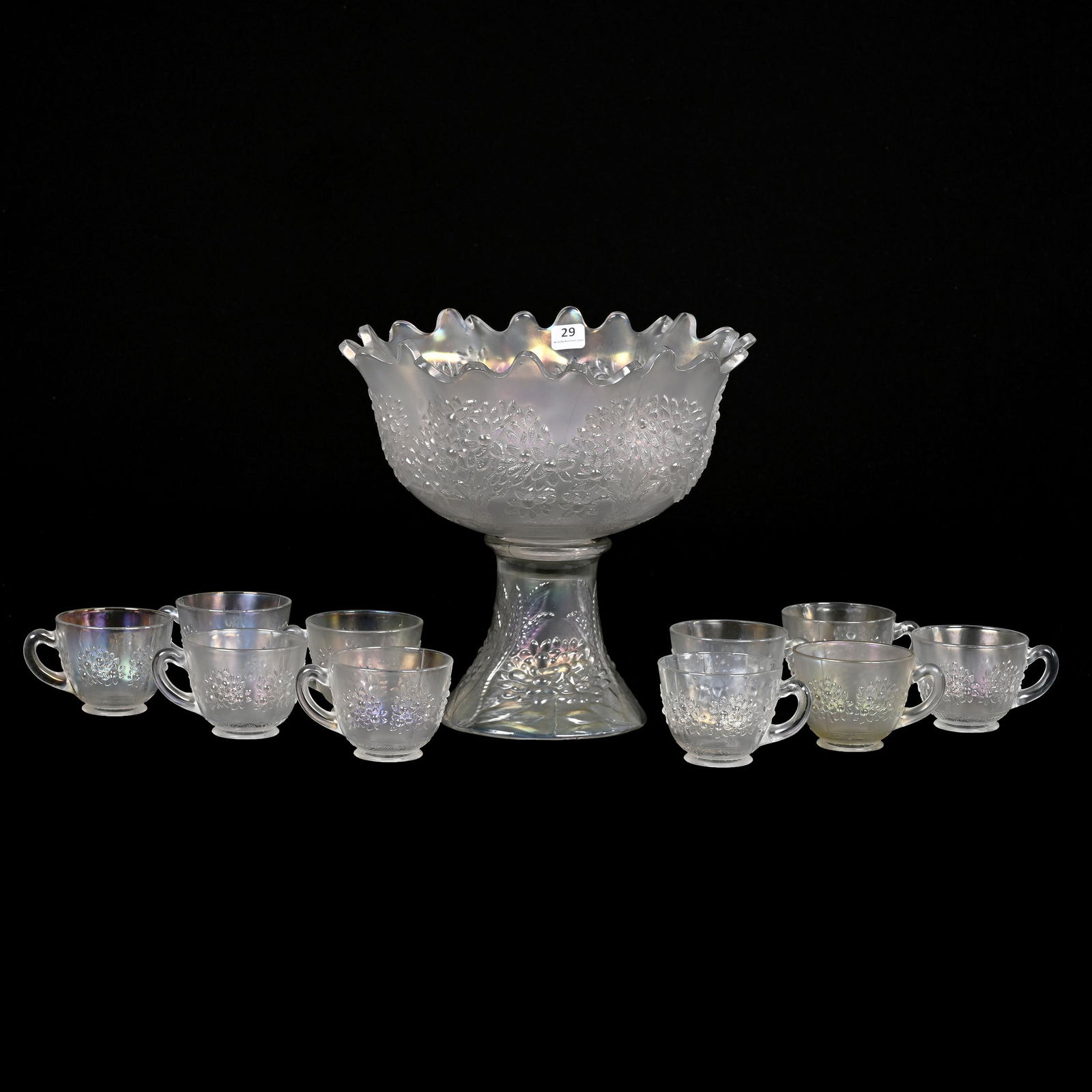 Punch Set, Carnival Glass, Orange Tree, White (1 of 3)