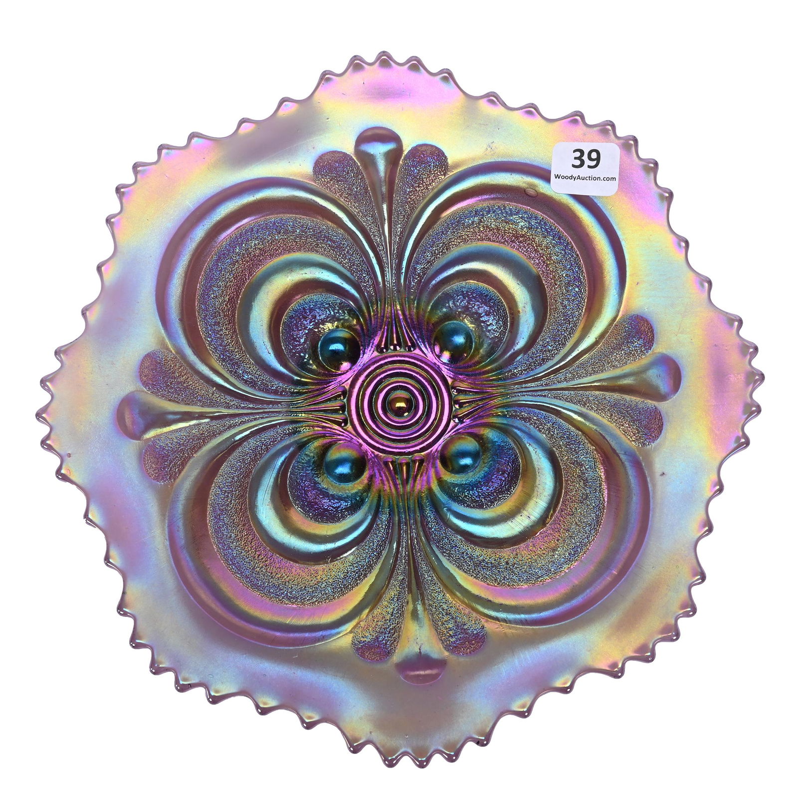 Plate, Carnival Glass, Embossed Scroll, Purple (1 of 2)