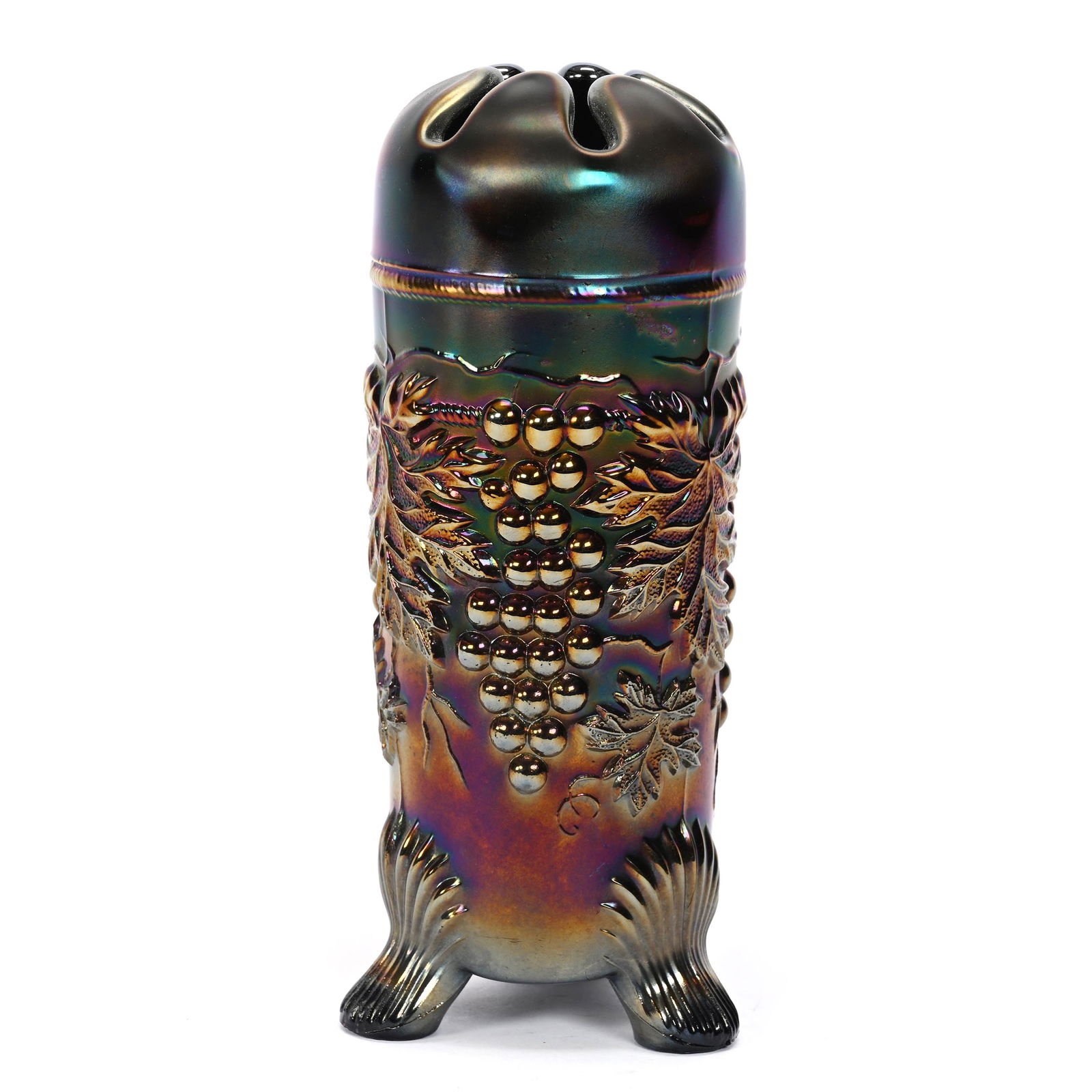 Hatpin Holder, Carnival Glass, Grape & Cable, Purple (1 of 3)