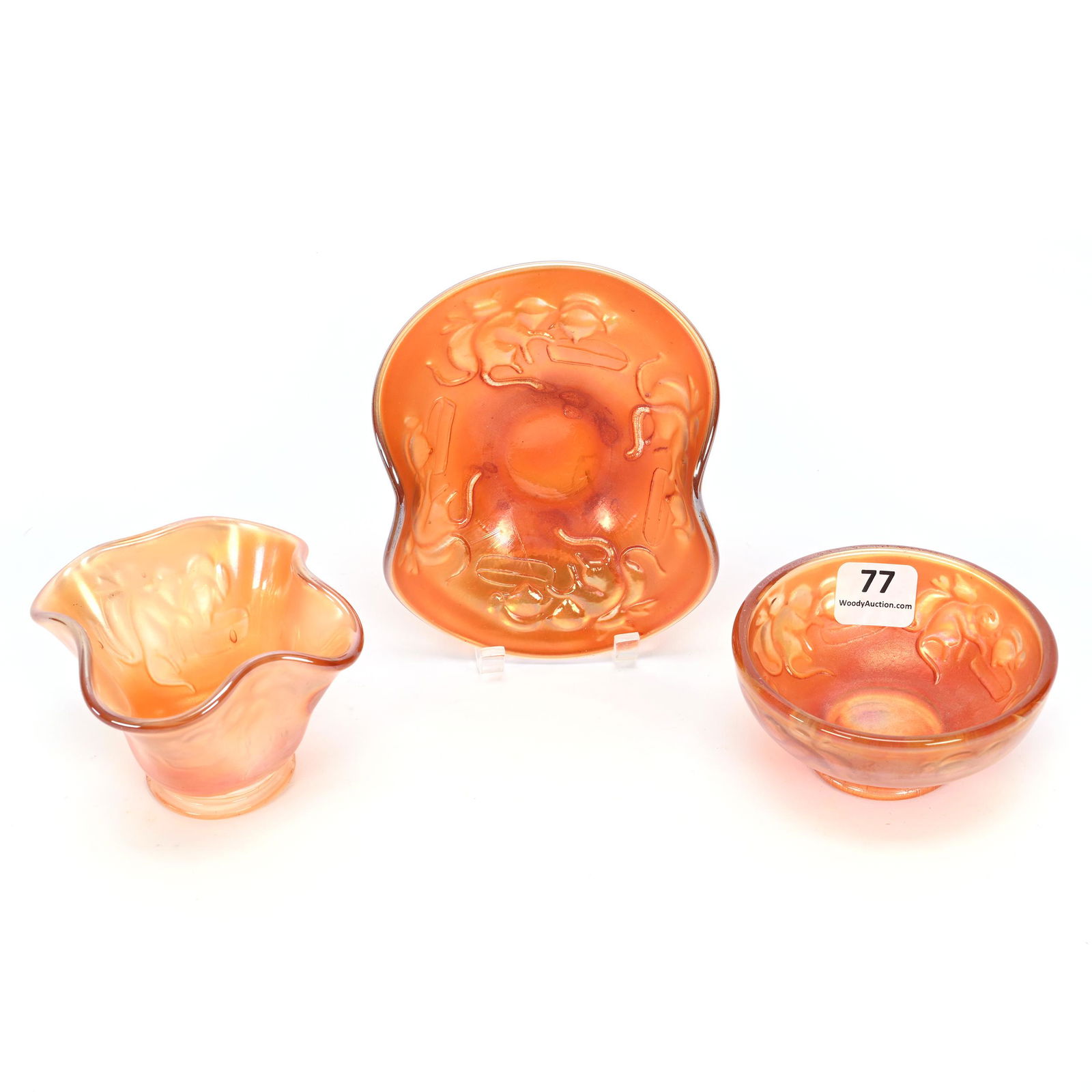 (3) Kittens Items, Carnival Glass, Marigold (1 of 2)