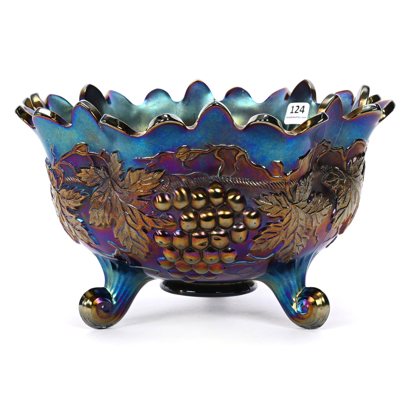 Fruit Bowl, Carnival Glass, Grape & Cable, Purple (1 of 3)