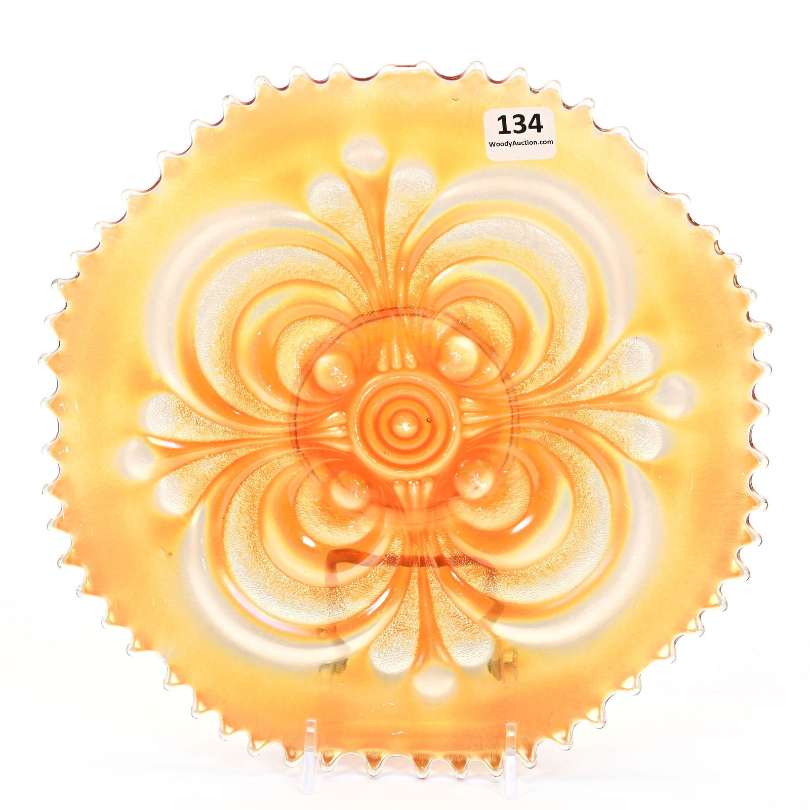 Plate, Carnival Glass, Embossed Scroll, Marigold (1 of 2)