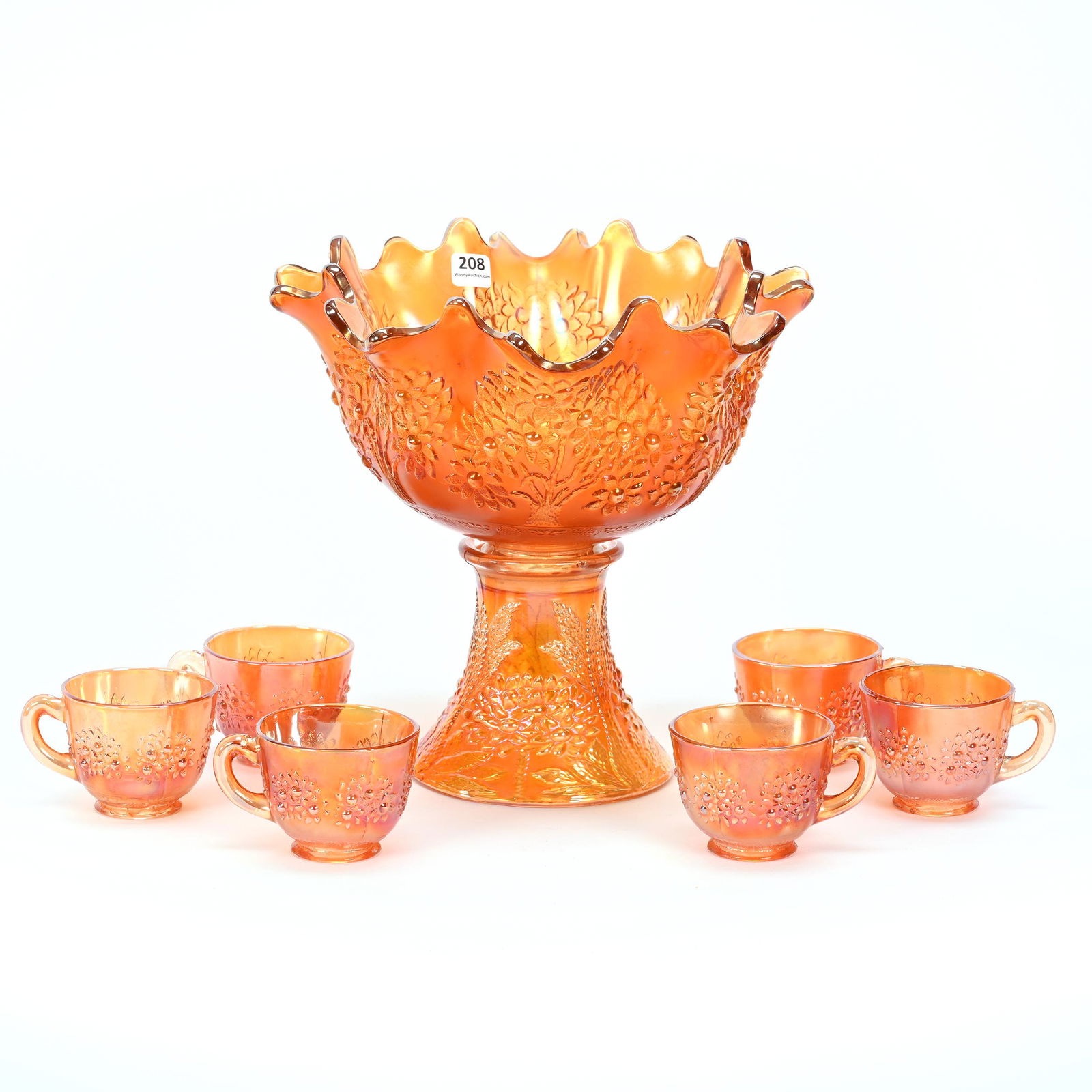 Punch Set, Carnival Glass, Orange Tree, Marigold (1 of 7)