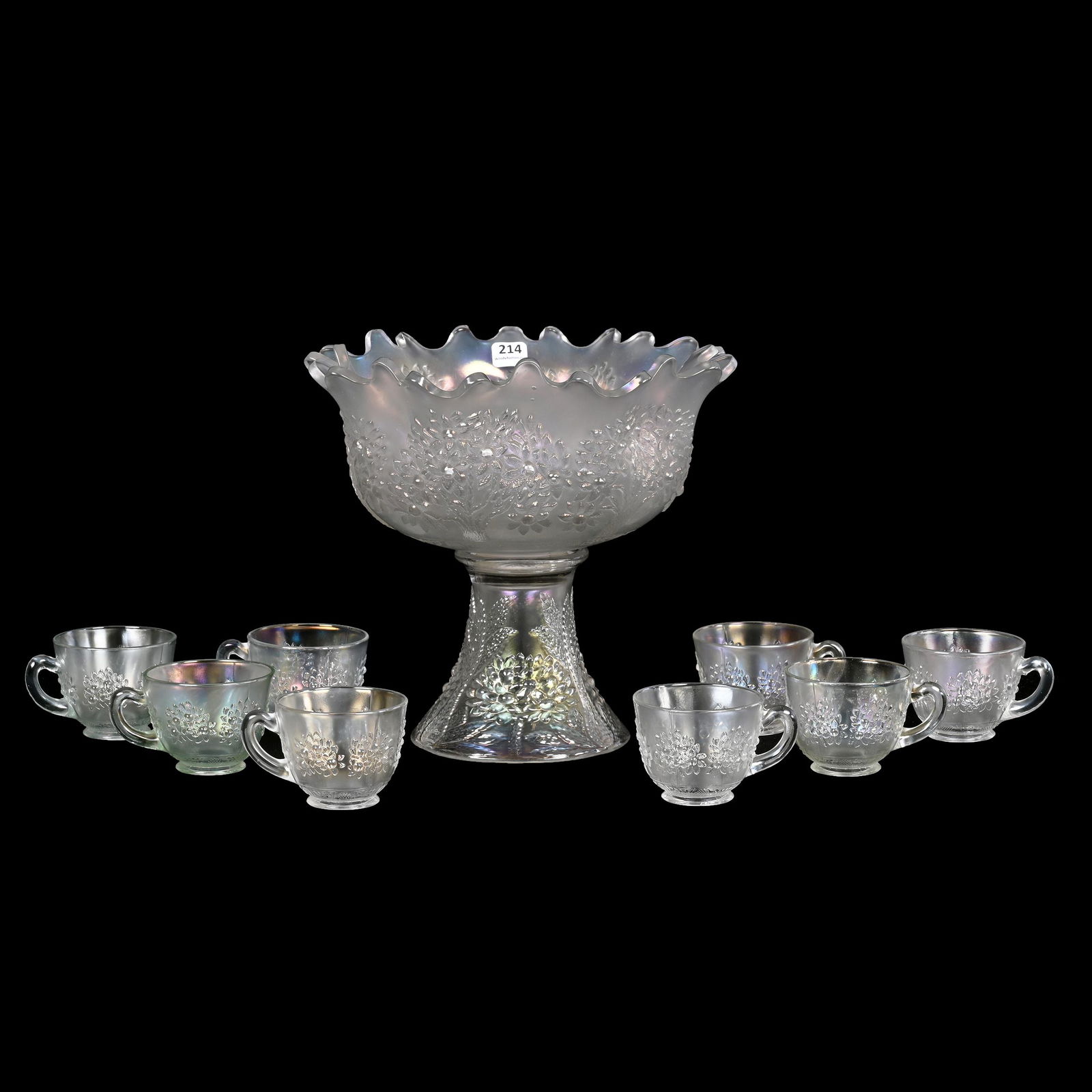 Punch Set, Carnival Glass, Orange Tree, White (1 of 4)