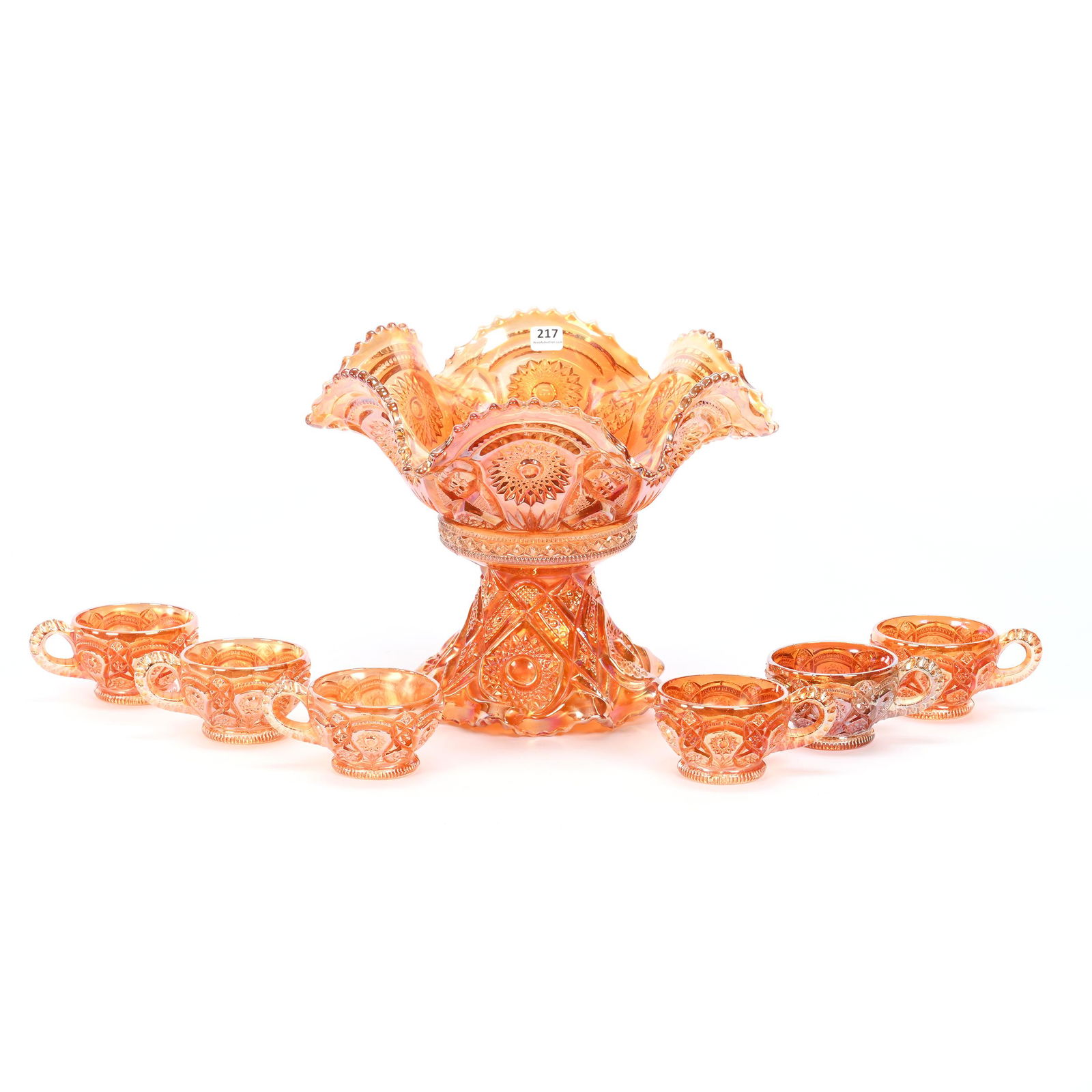 Punch Set, Carnival Glass, Fashion, Marigold (1 of 5)