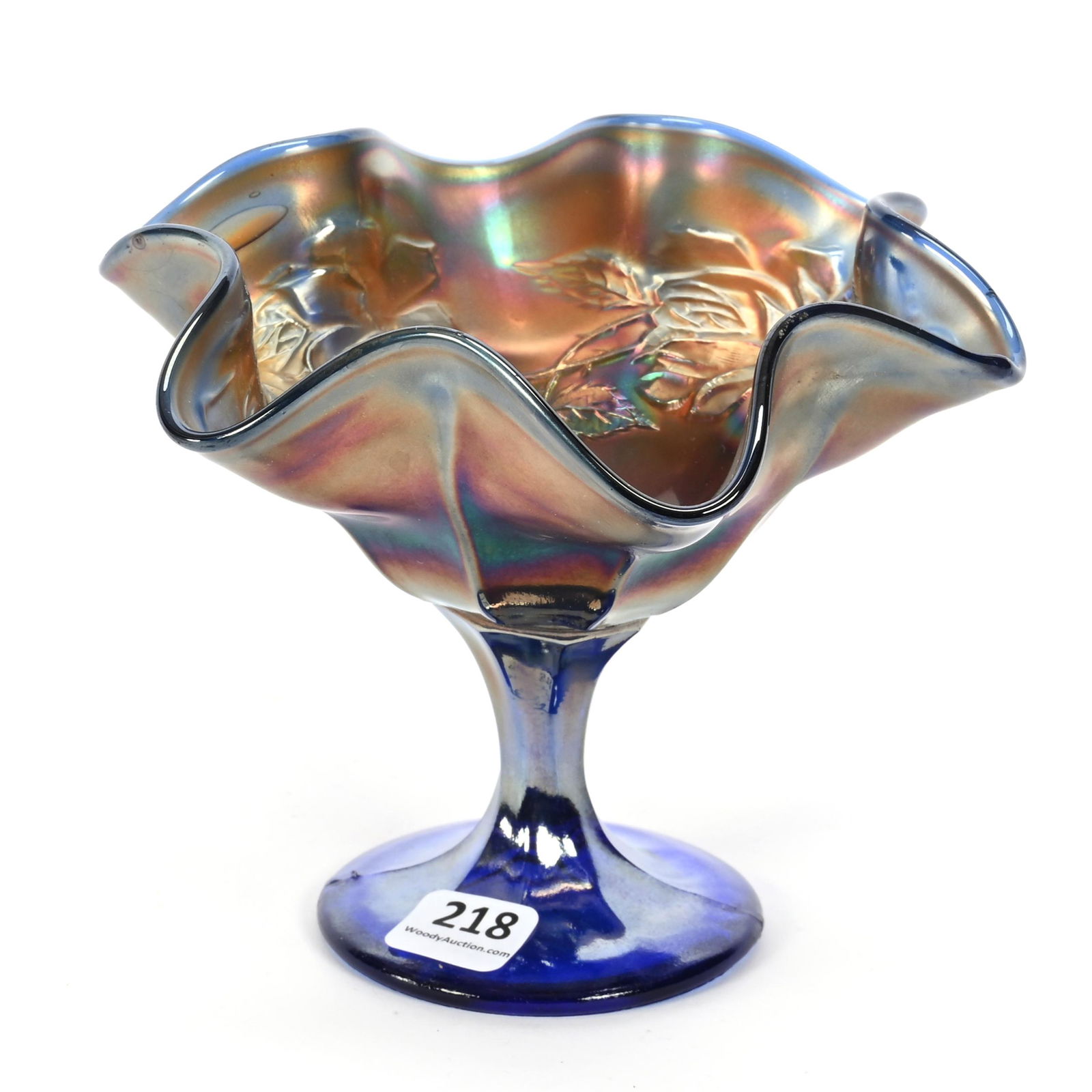 Compote, Carnival Glass, Rose Pattern, Marigold (1 of 3)