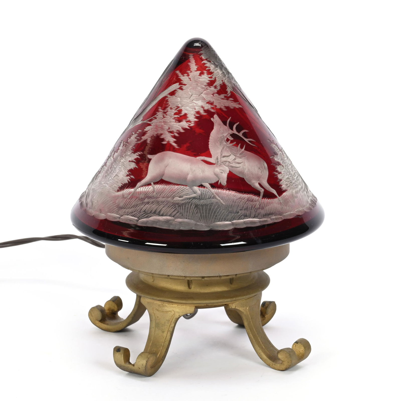 Lamp, Bohemian Ruby Flash Conical Shade (1 of 4)