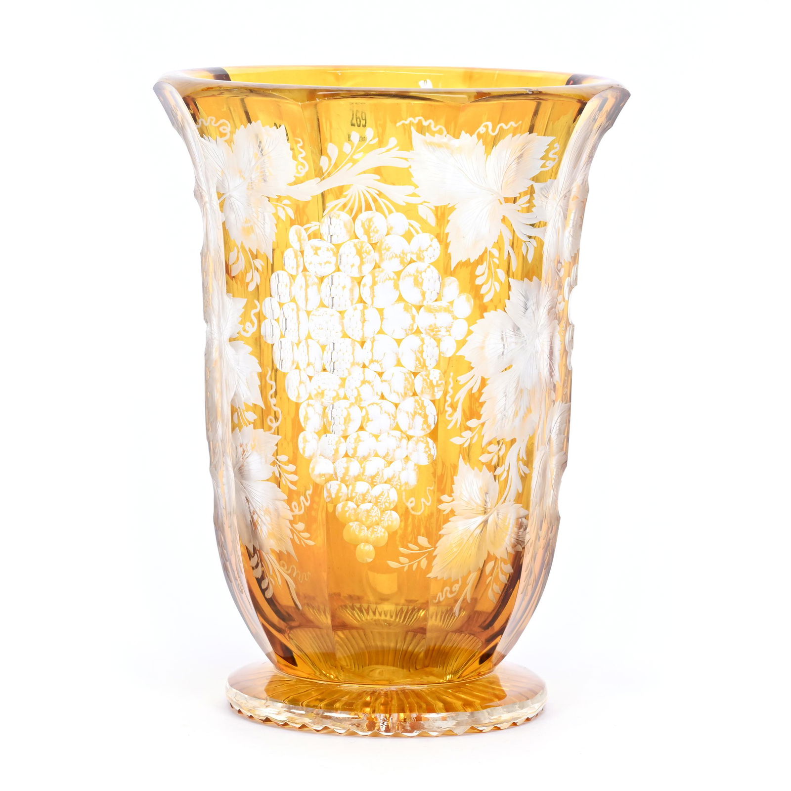 Vase, Bohemian Amber Flash, Engraved (1 of 3)