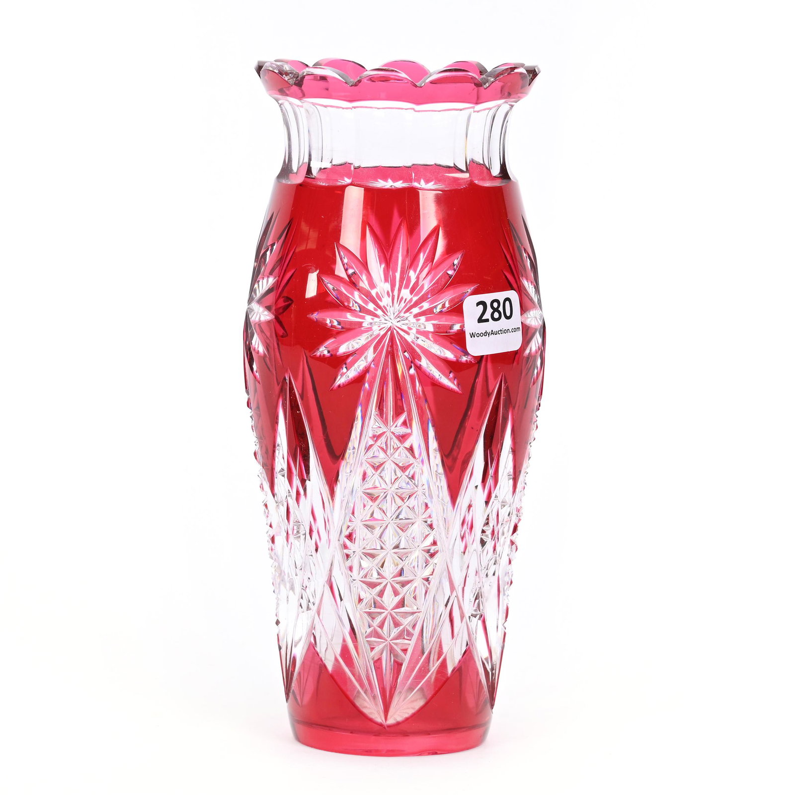 Vase, Brilliant Period Cut Glass, Red Cut To Clear (1 of 4)