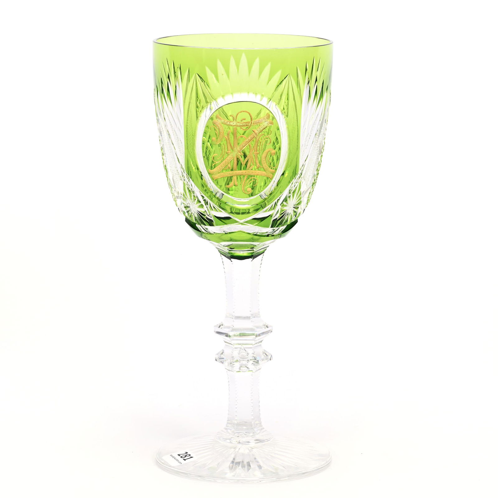 Chalice, Brilliant Period Cut Glass, Green Cut To Clear (1 of 3)
