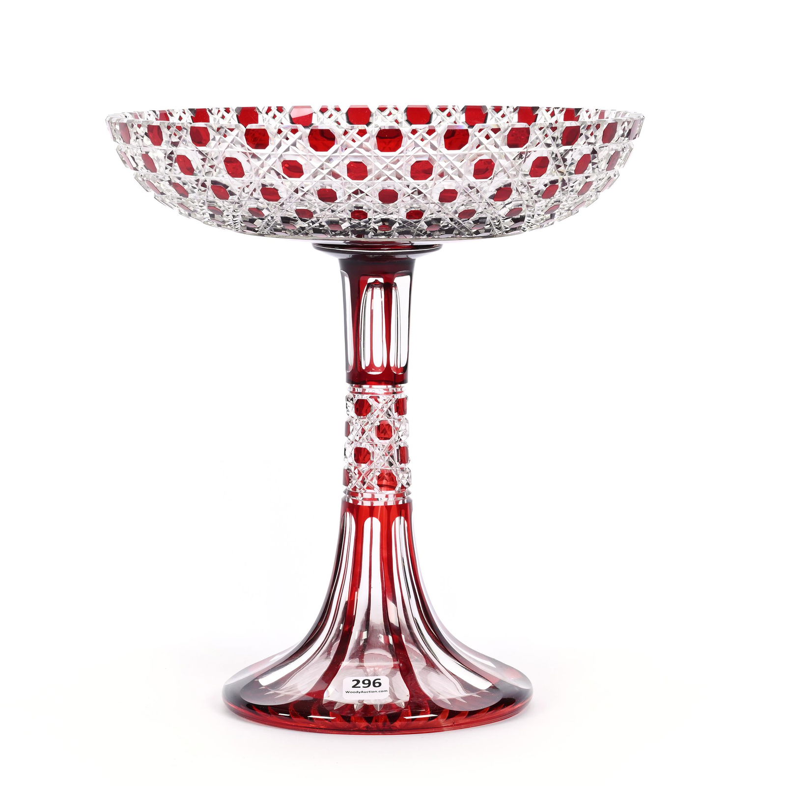 Compote, Brilliant Period Cut Glass, Ruby Cut To Clear (1 of 4)