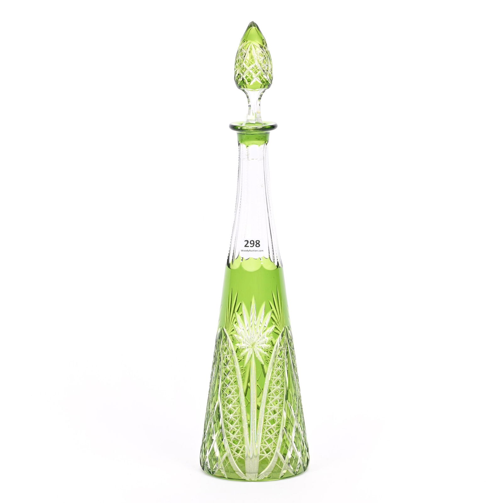 Decanter, Brilliant Period Cut Glass, Green Cut To Clear (1 of 3)