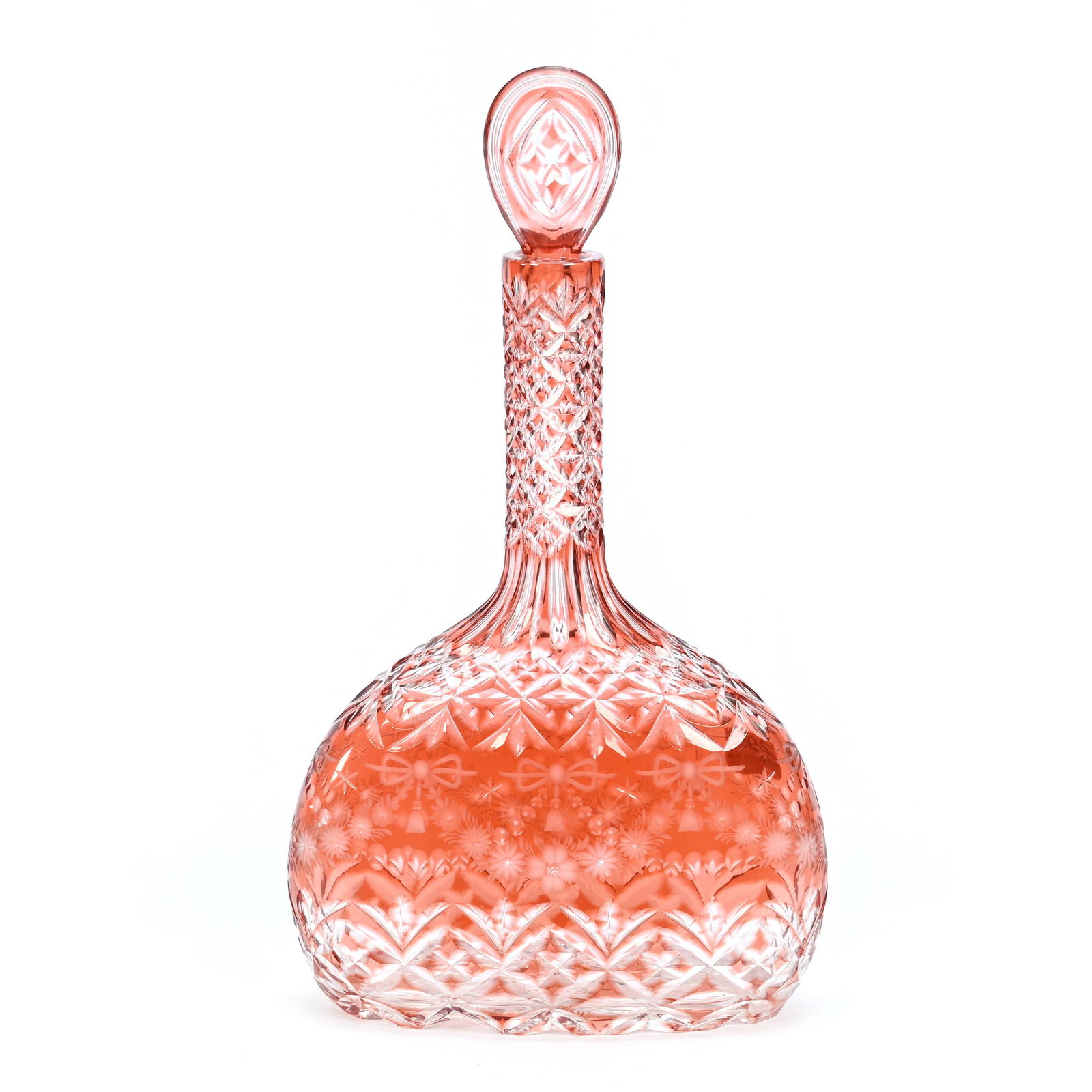 Decanter, Flask Shape, BPCG, Apricot Cut To Clear (1 of 3)