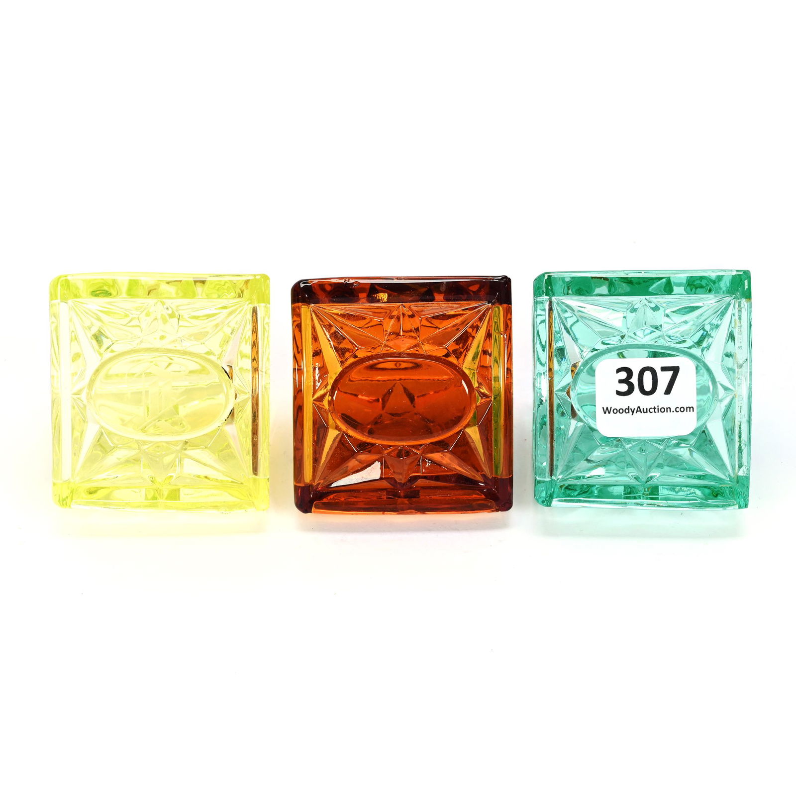 (3) Napkin Rings, Solid Colored Pattern Glass (1 of 3)