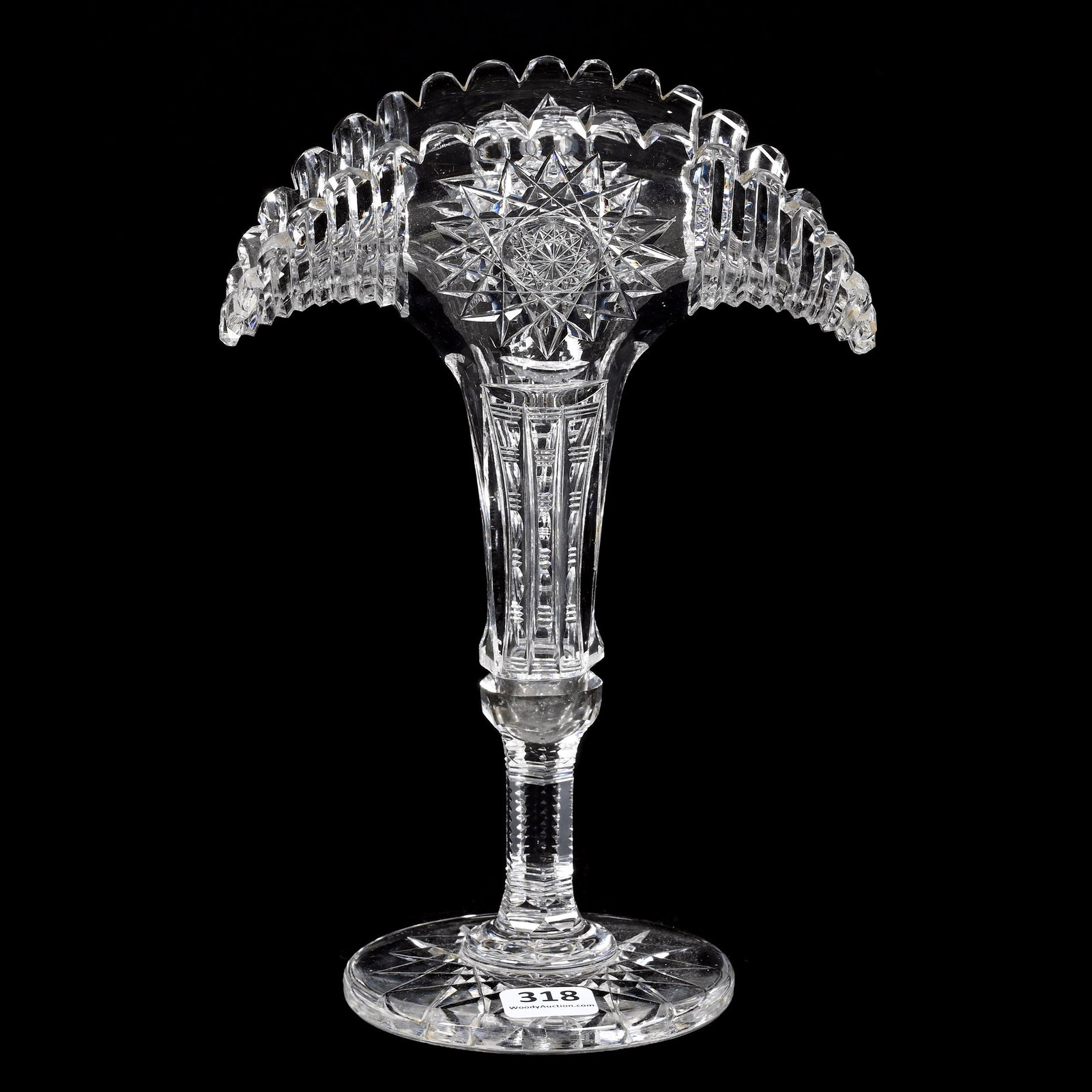 Pedestal Fan Vase, American Brilliant Cut Glass (1 of 3)