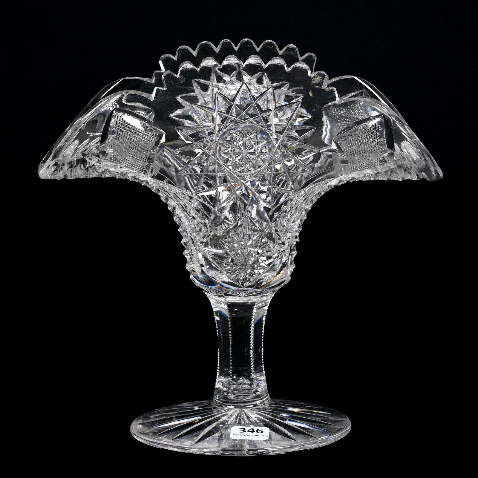 Pedestal Fan Vase, American Brilliant Cut Glass (1 of 4)