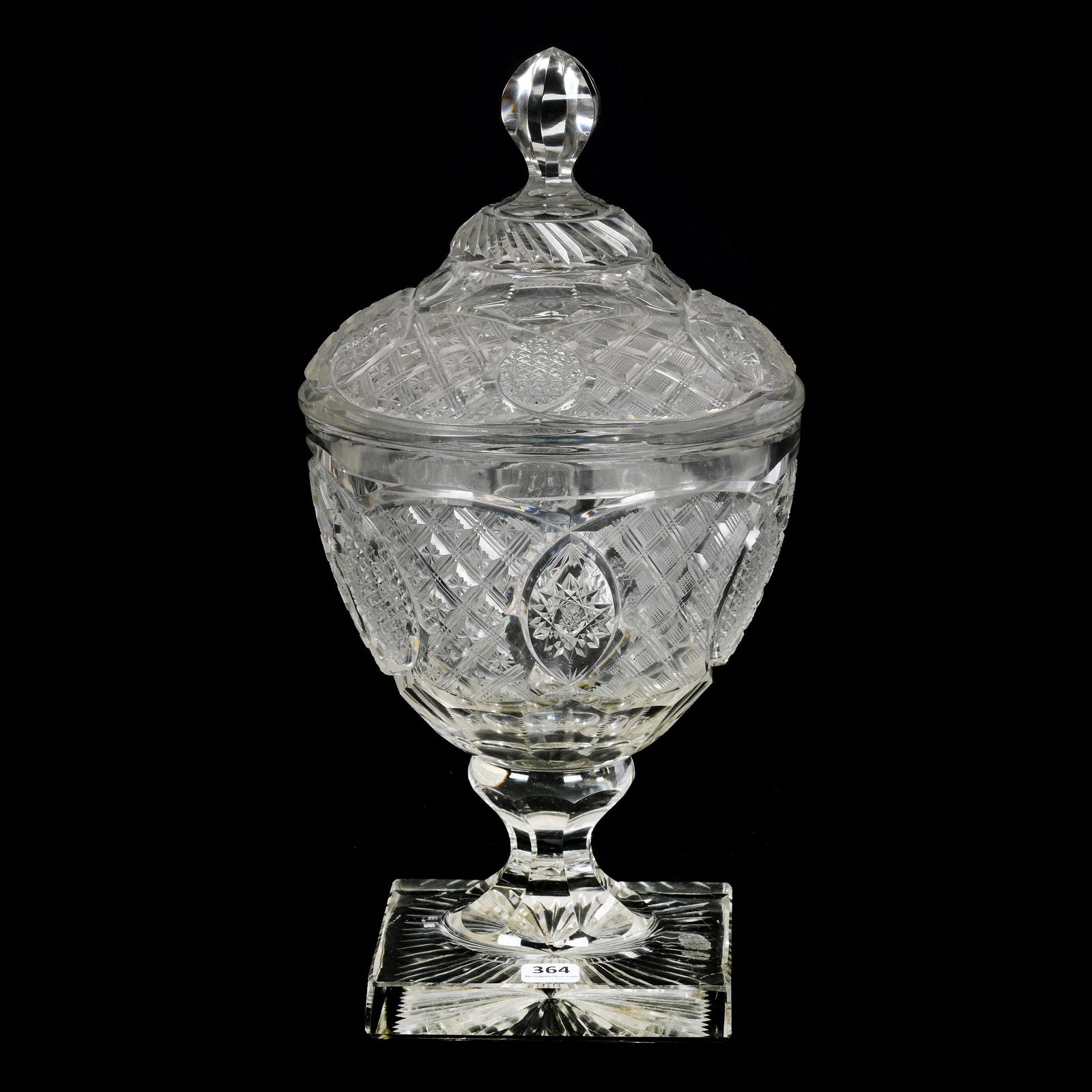 Pedestal Covered Urn, Brilliant Period Cut Glass (1 of 5)