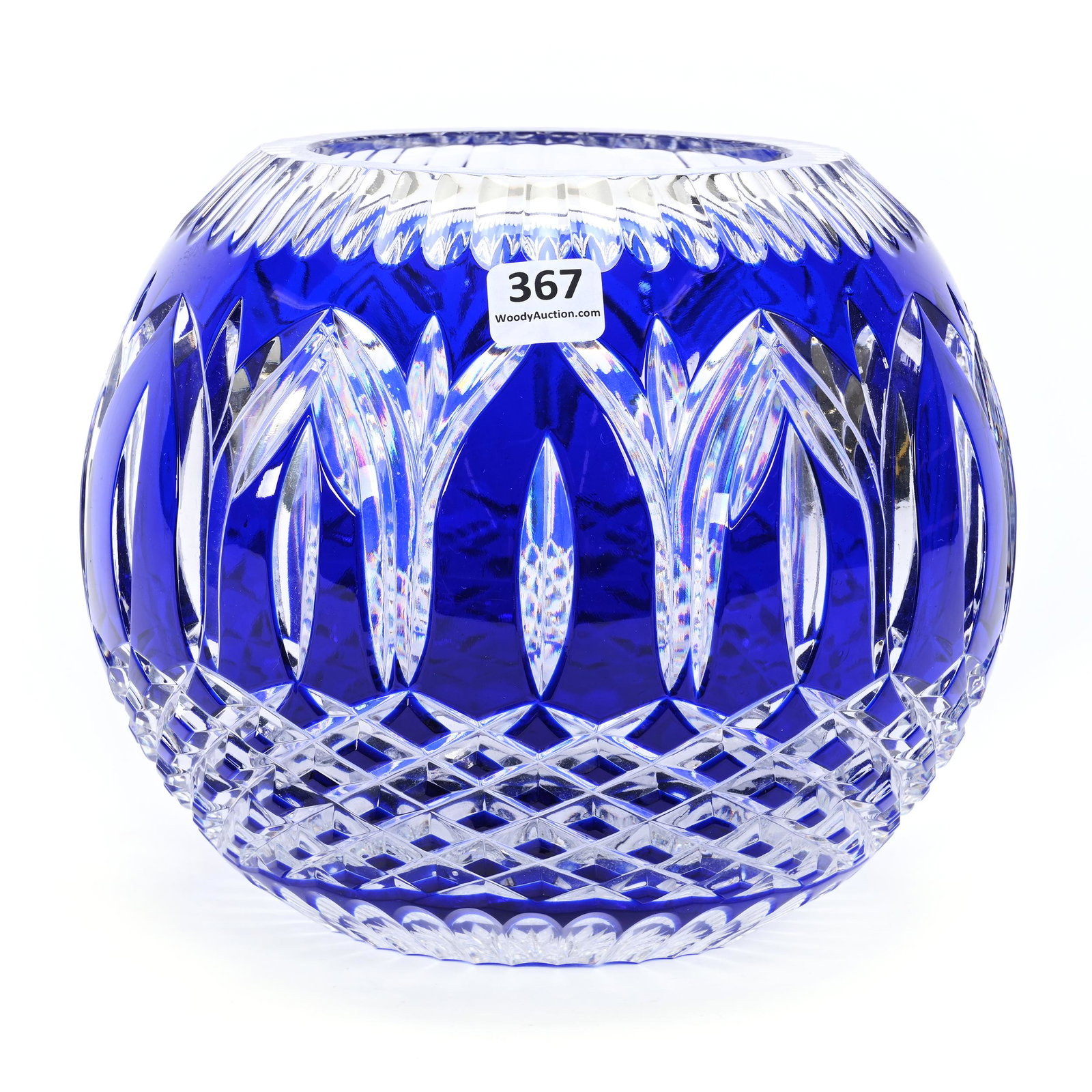 Rose Bowl, Cut Glass, Cobalt Blue Cut To Clear (1 of 3)