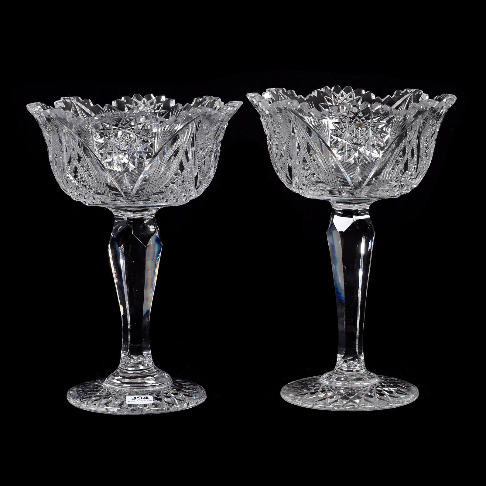 Pair Compotes, American Brilliant Cut Glass (1 of 3)