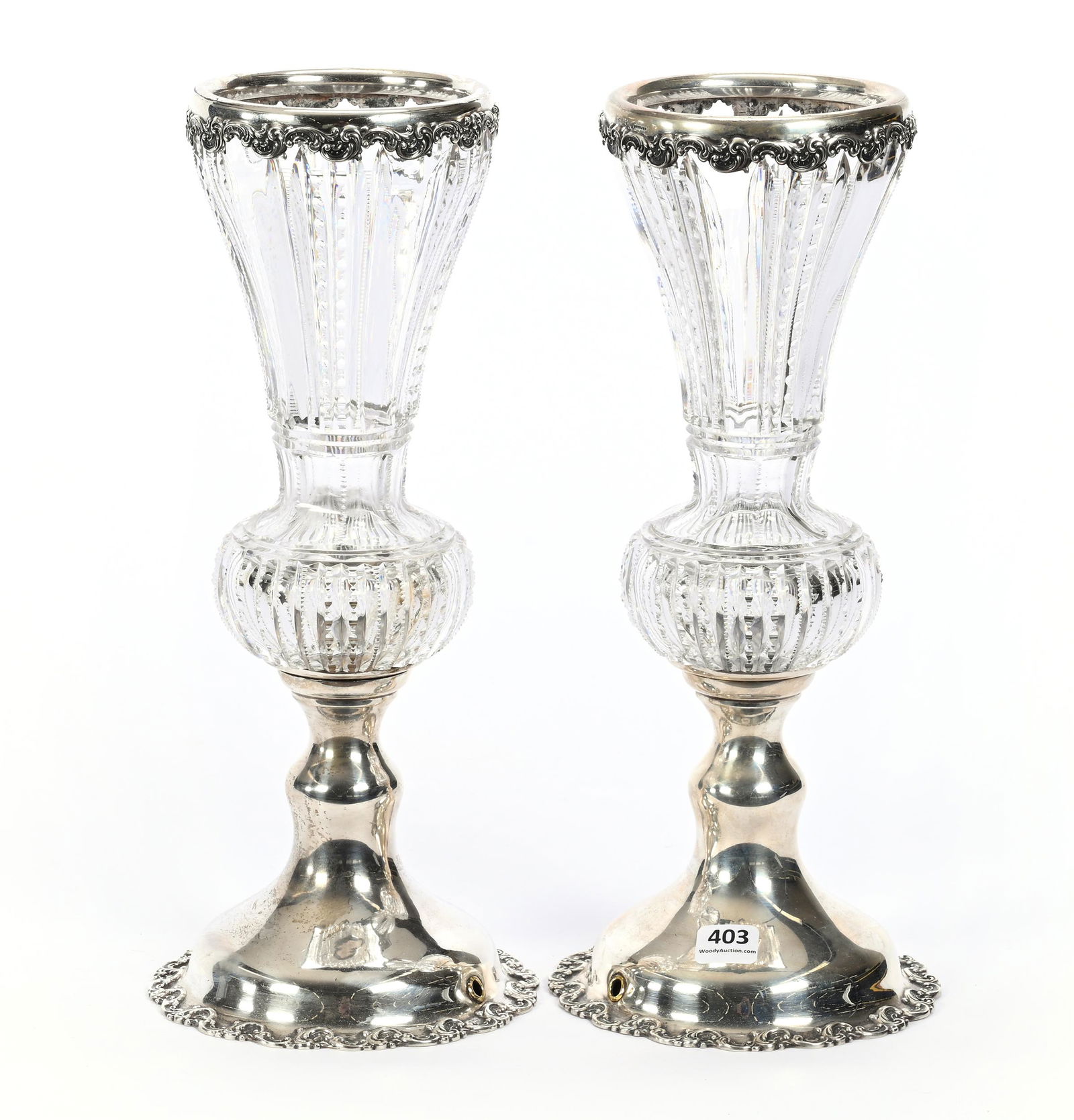 Pair Pedestal Vases, ABCG, Sterling Base (1 of 4)