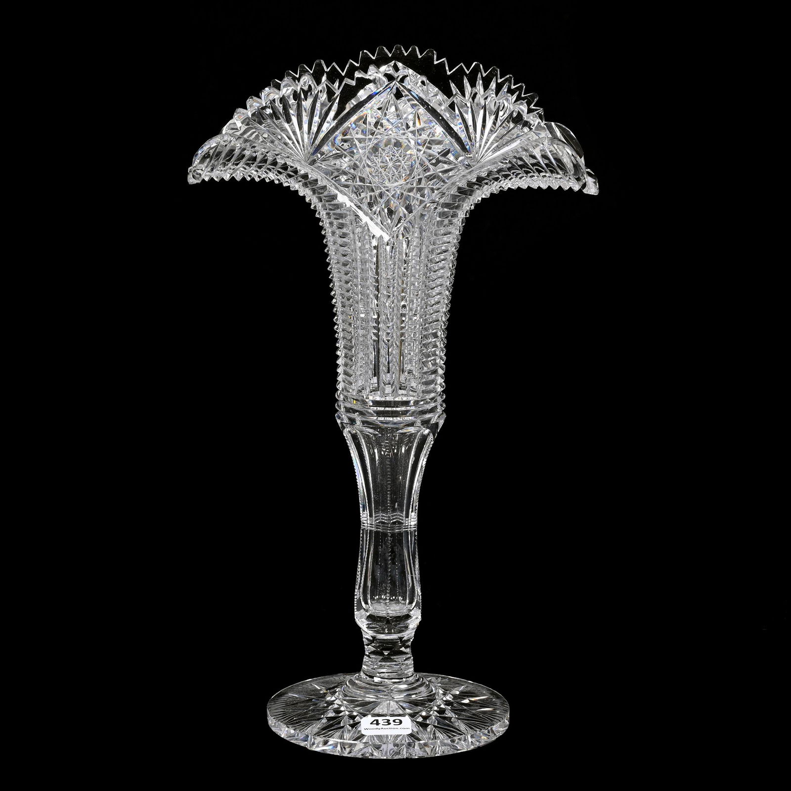 Pedestal Fan Vase, American Brilliant Cut Glass (1 of 3)