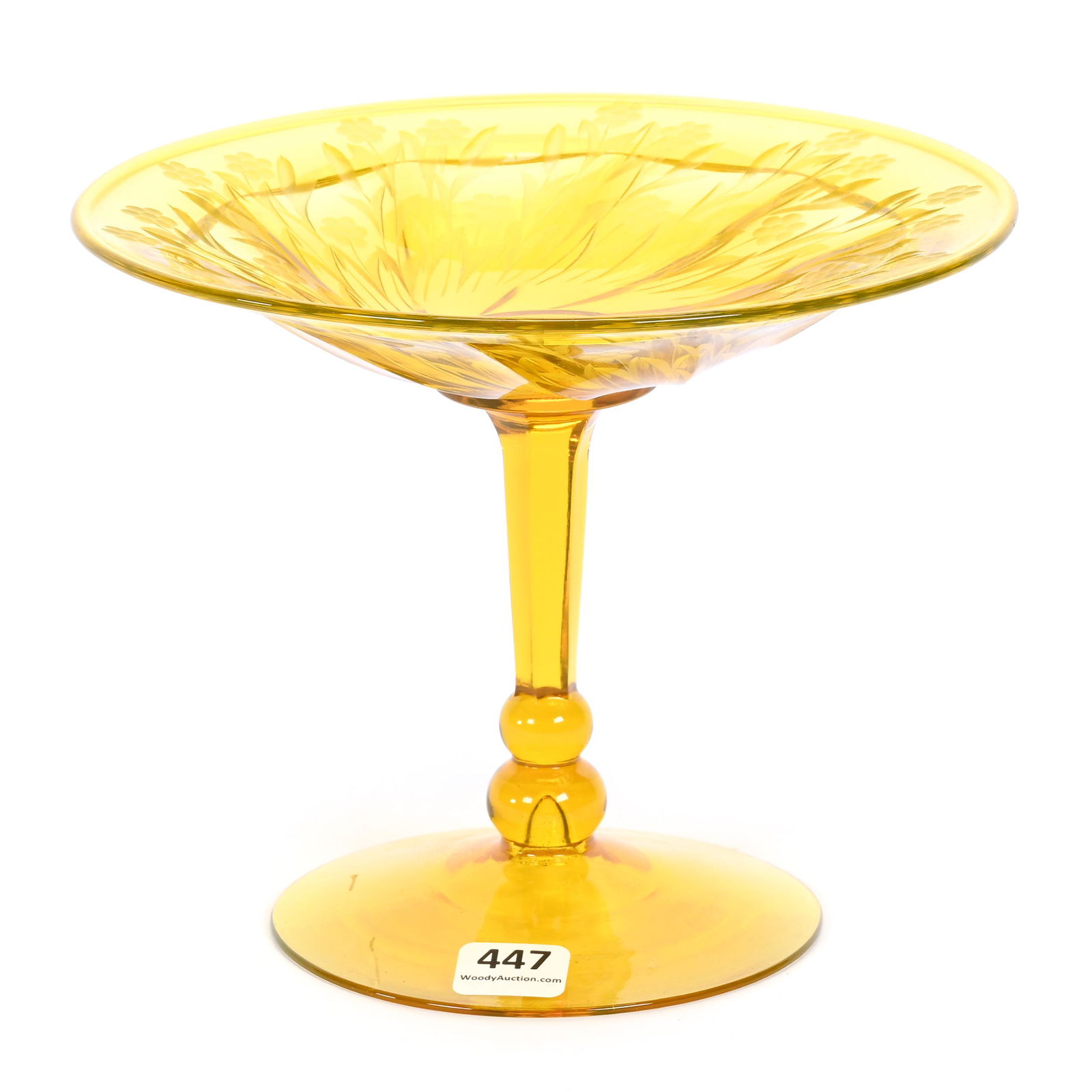 Compote, Cut Glass Post Brilliant Period, Solid Amber/Vaseline (1 of 5)