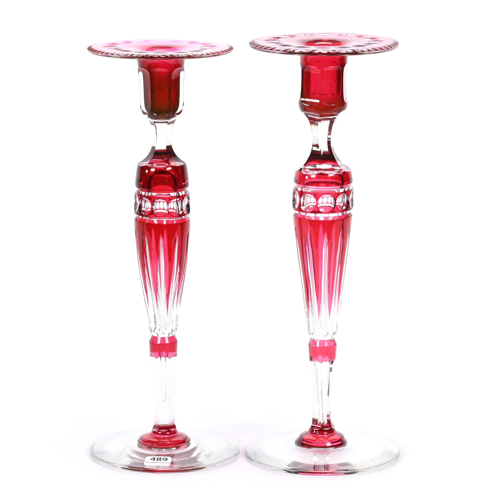 Pair Candlesticks, BPCG, Red Cut To Clear (1 of 3)