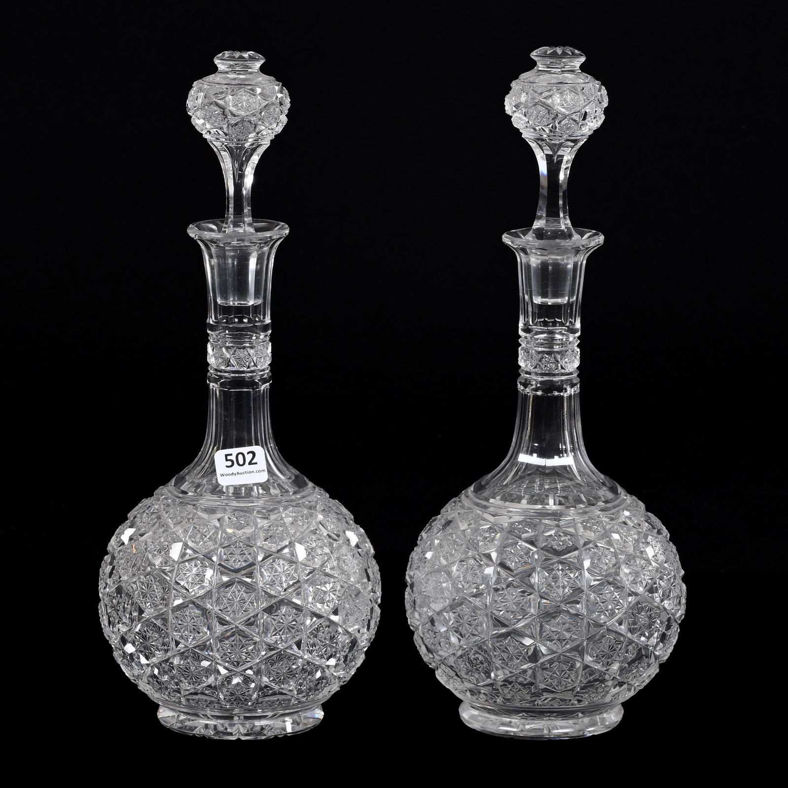 Pair Decanters, Brilliant Period Cut Glass (1 of 3)