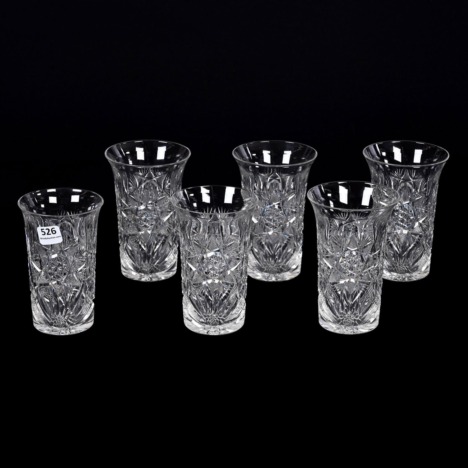 (6) Flared Tumblers, American Brilliant Cut Glass (1 of 3)