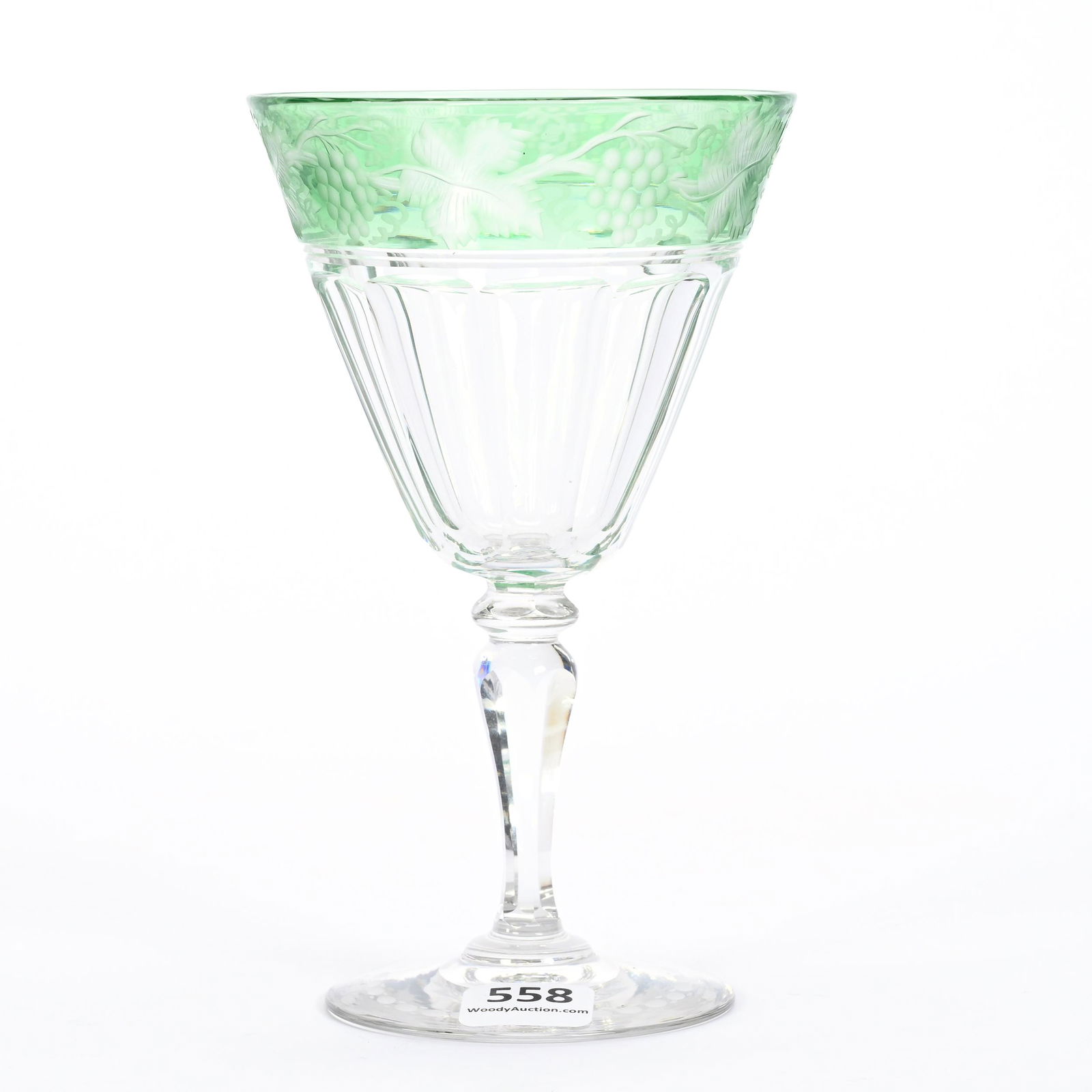 Goblet, ABCG, Signed Sinclaire, Green Cut To Clear (1 of 3)