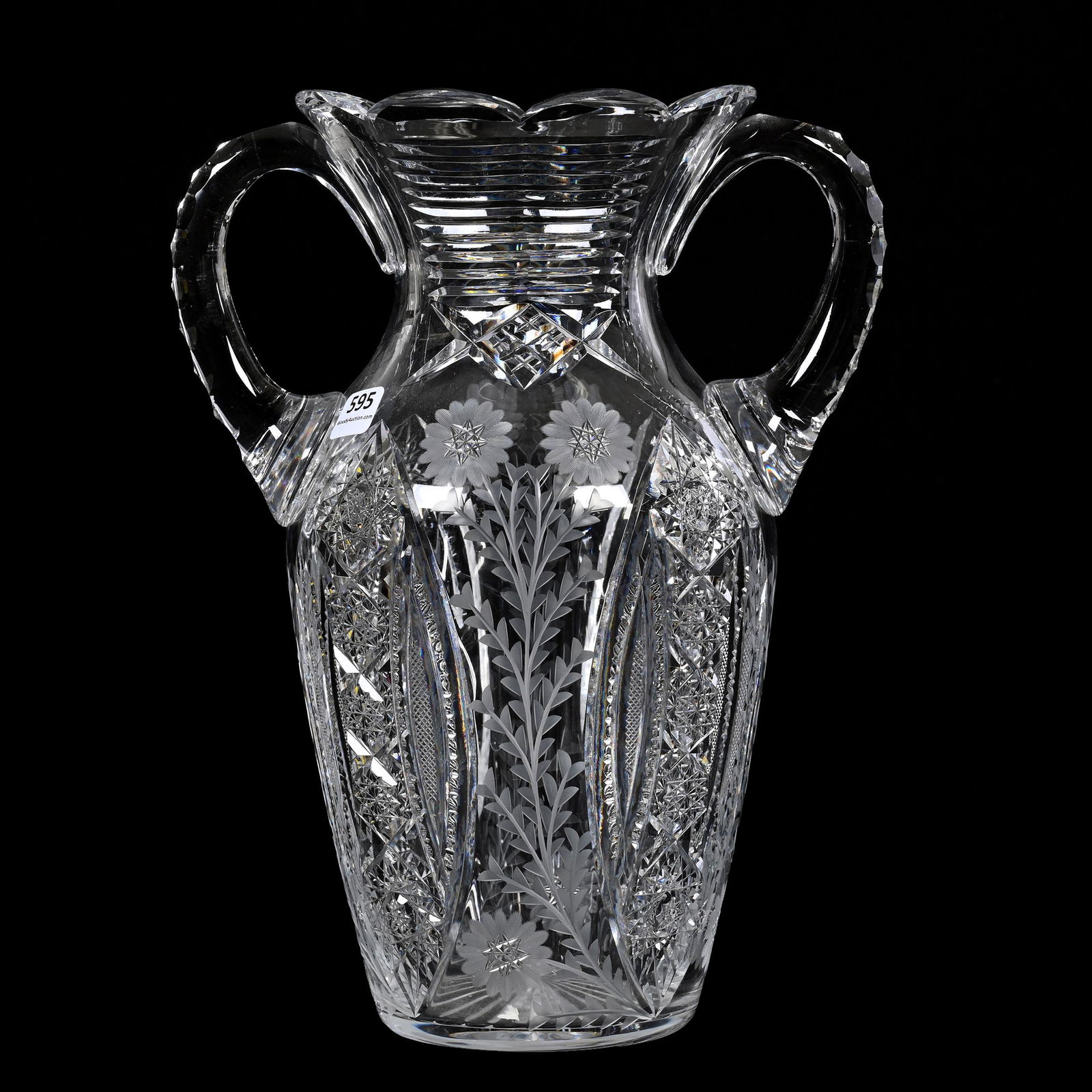 Vase, Two Handles, American Brilliant Cut Glass Auction