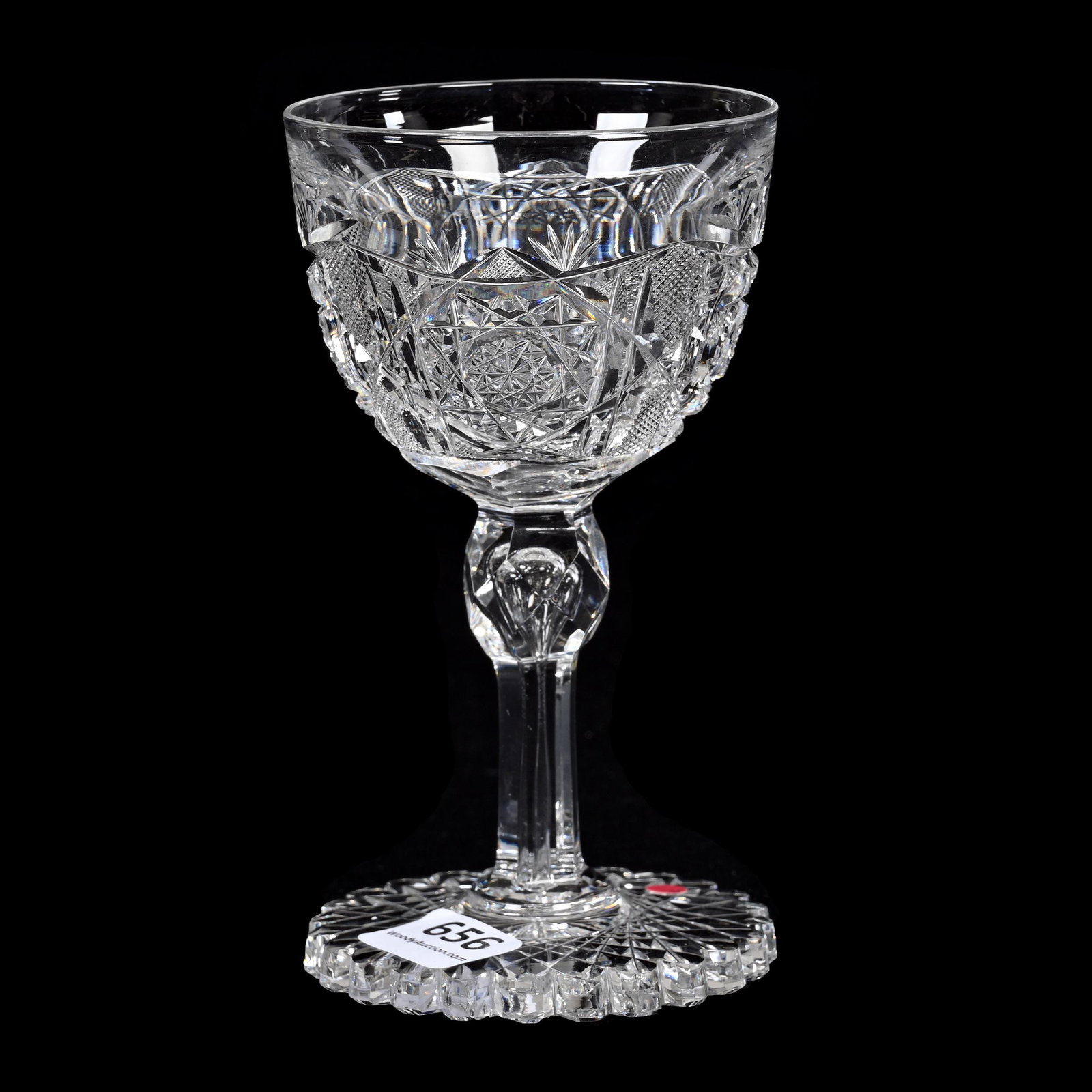 Wine Stem, ABCG, Signed J. Hoare Acme Pattern: Wine Stem, ABCG, Signed J. Hoare Acme Pattern, 5" x 2.75", Scalloped Foot, Nice Quality, This Item Sold In A Previous Woody Auction, But Buyer Did Not Complete Transaction, Dennis R. Lemon Collection.