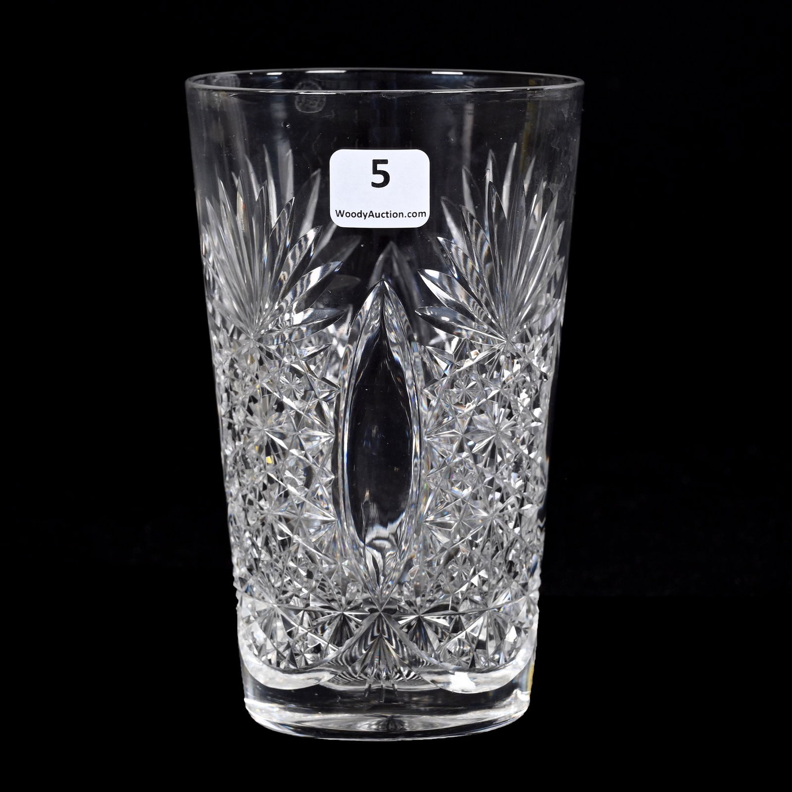 Iced Tea Glass, ABCG, Grecian Pattern By Hawkes: Iced Tea Glass, American Brilliant Cut Glass, Grecian Pattern By Hawkes, 5.75" x 3.5", Ray Cut Base, Nancy And Taylor Abernathy Collection.