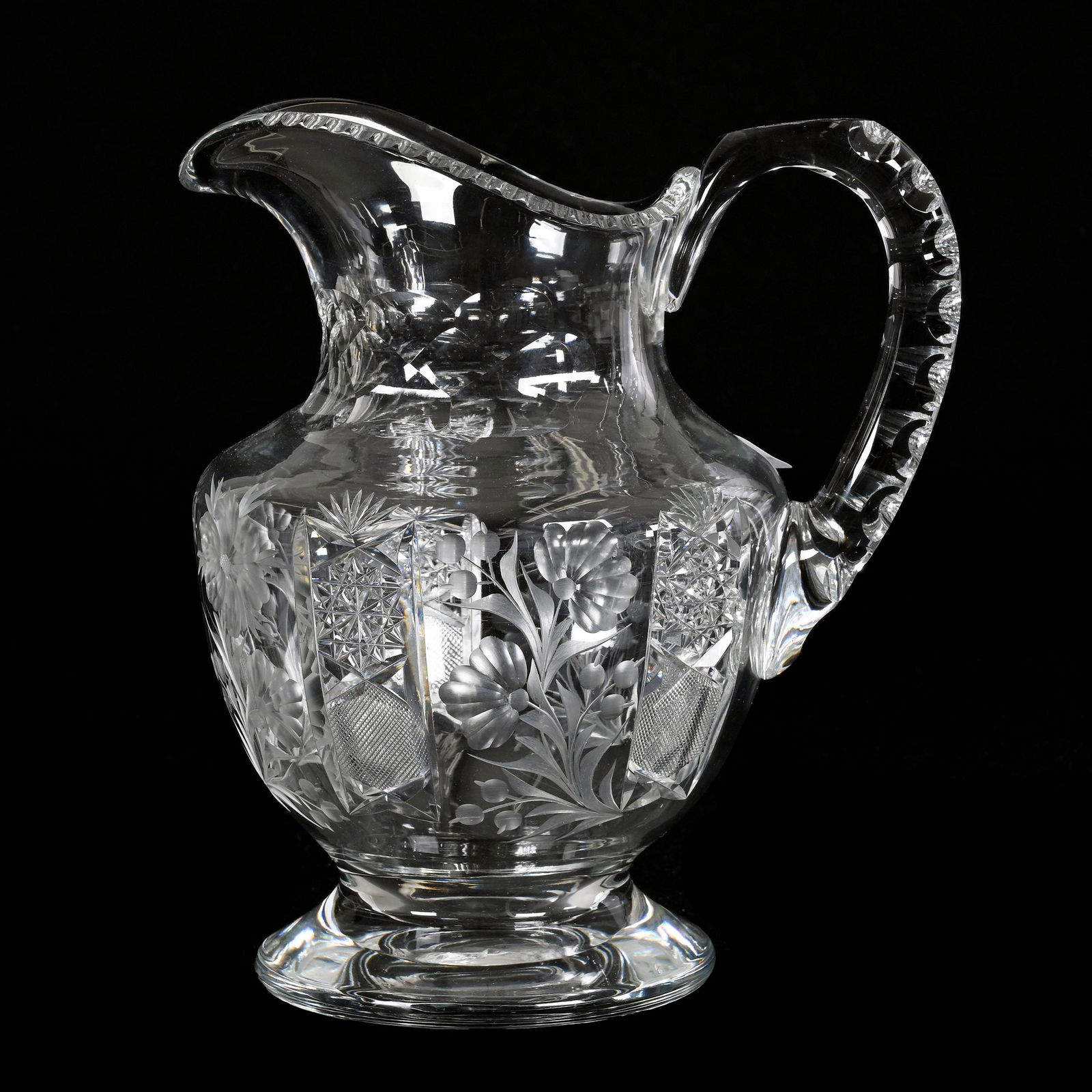 Footed Pitcher, ABCG, Signed Tuthill Primrose Pattern (1 of 3)