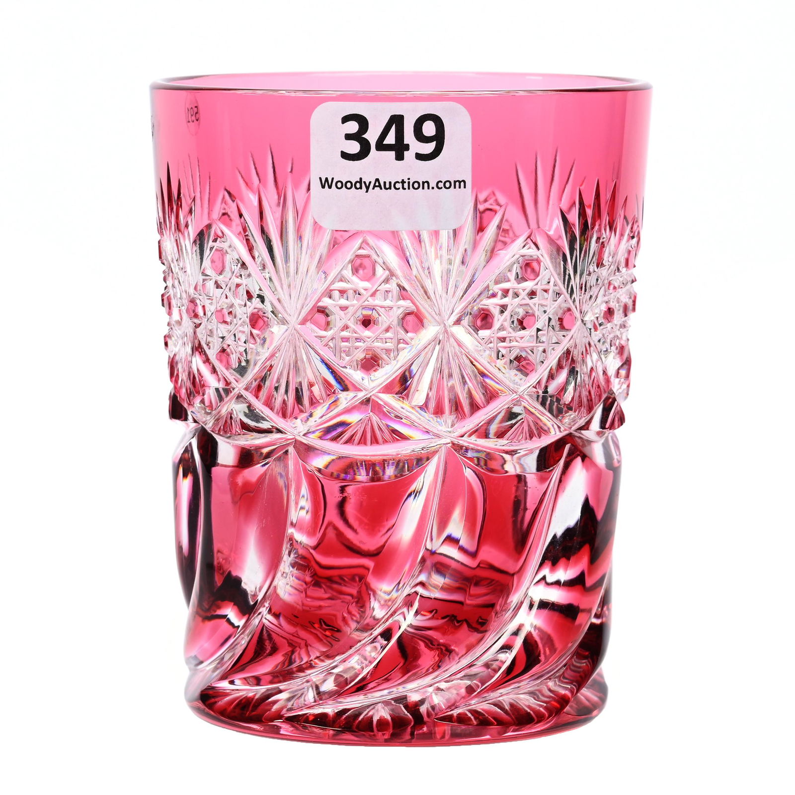 Tumbler, Cut Glass, Cranberry Cut To Clear: Tumbler, Cut Glass, Cranberry Cut To Clear, 3.5" x 2.75", Pattern Cut In Style Of Croesus, Woody Auction Cannot Guarantee The Time Period In Which This Item Was Made, Nancy And Taylor Abernathy Collec