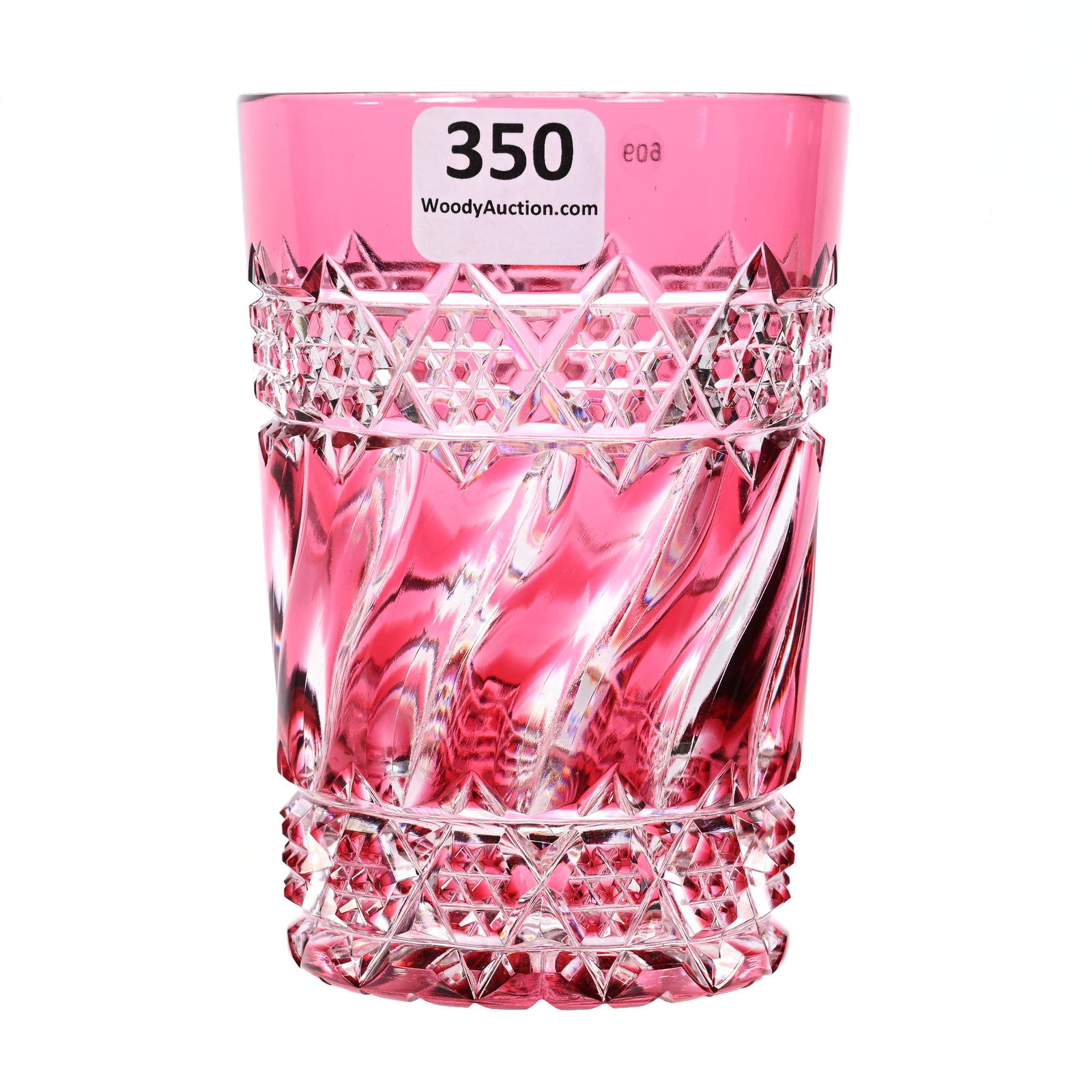 Tumbler, Cut Glass, Cranberry Cut To Clear (1 of 3)