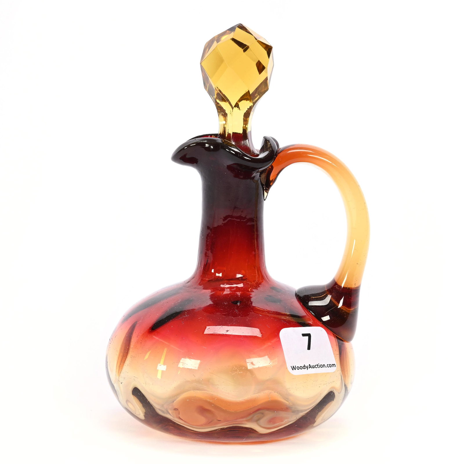 Cruet Bottle, Amberina Art Glass, Coin Spot (1 of 4)