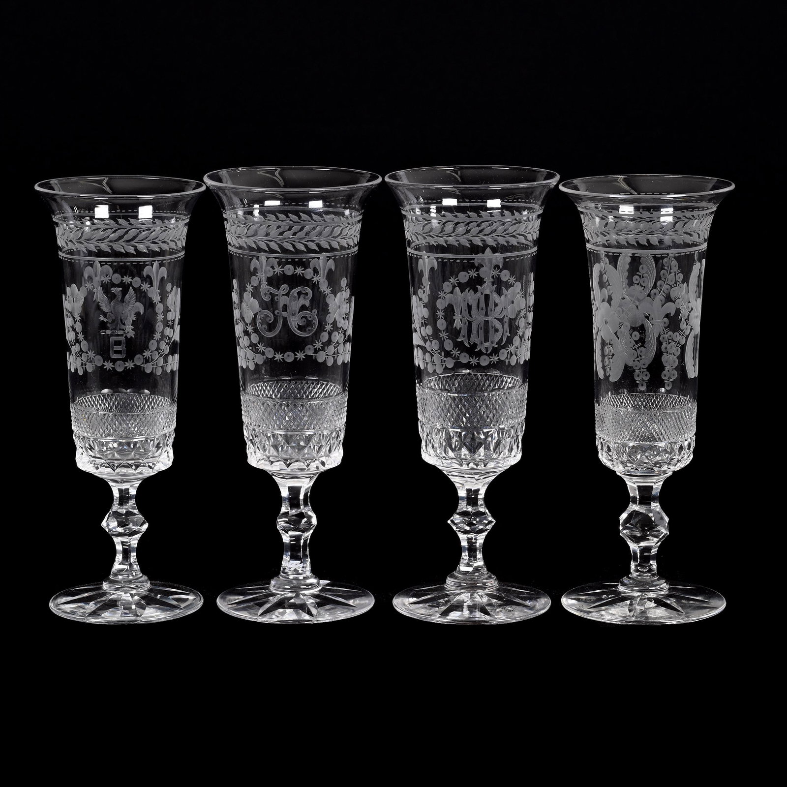 (4) Champagne Flutes, ABCG, Signed Hawkes (1 of 4)
