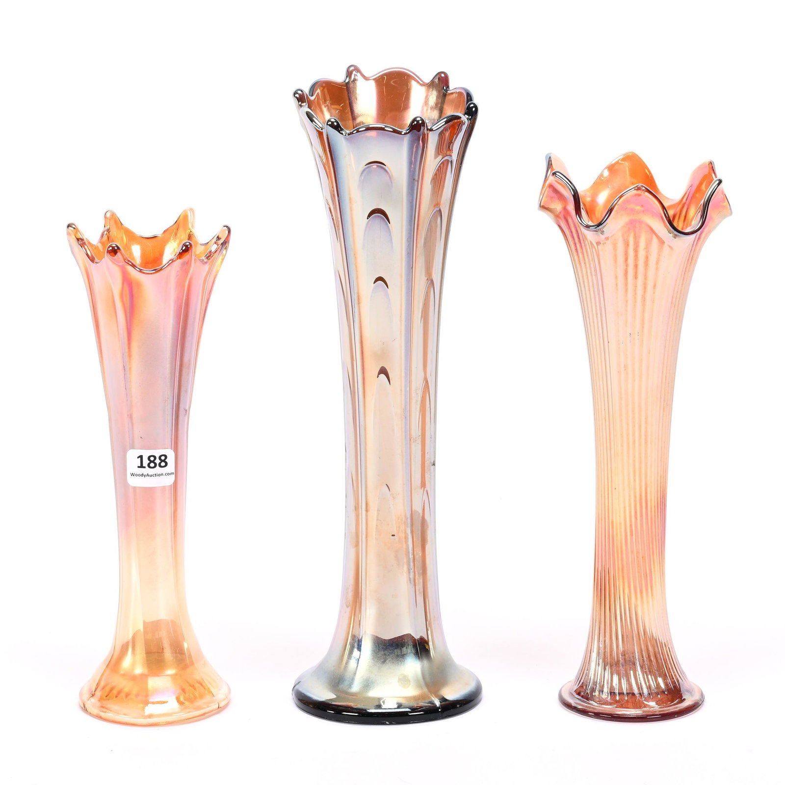 (3) Carnival Glass Vases (1 of 2)