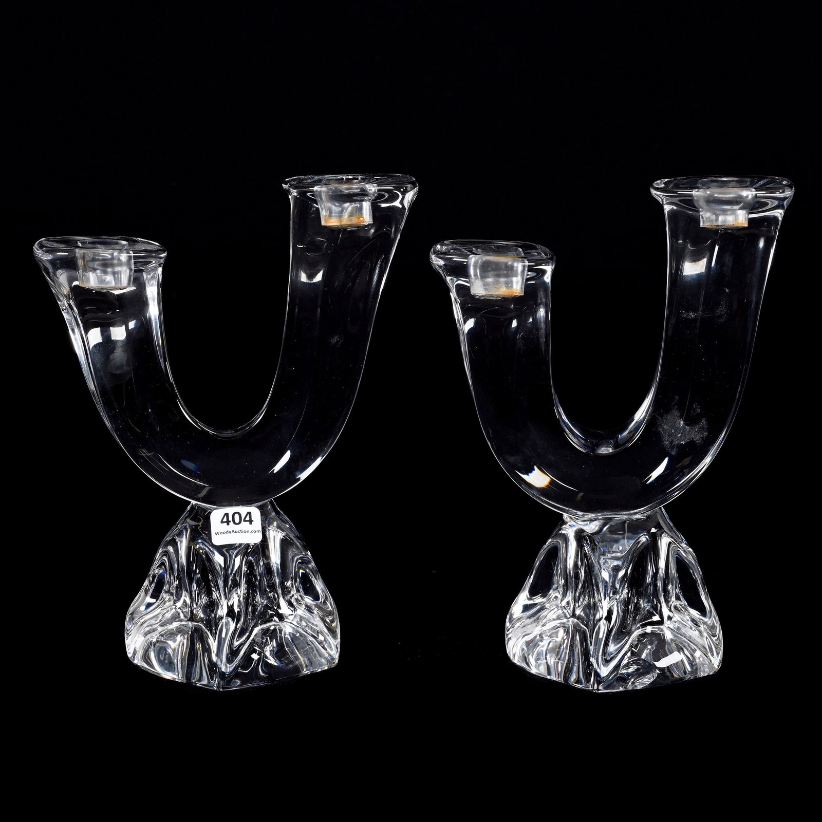 Pair Double Candlesticks Signed Daum France (1 of 6)