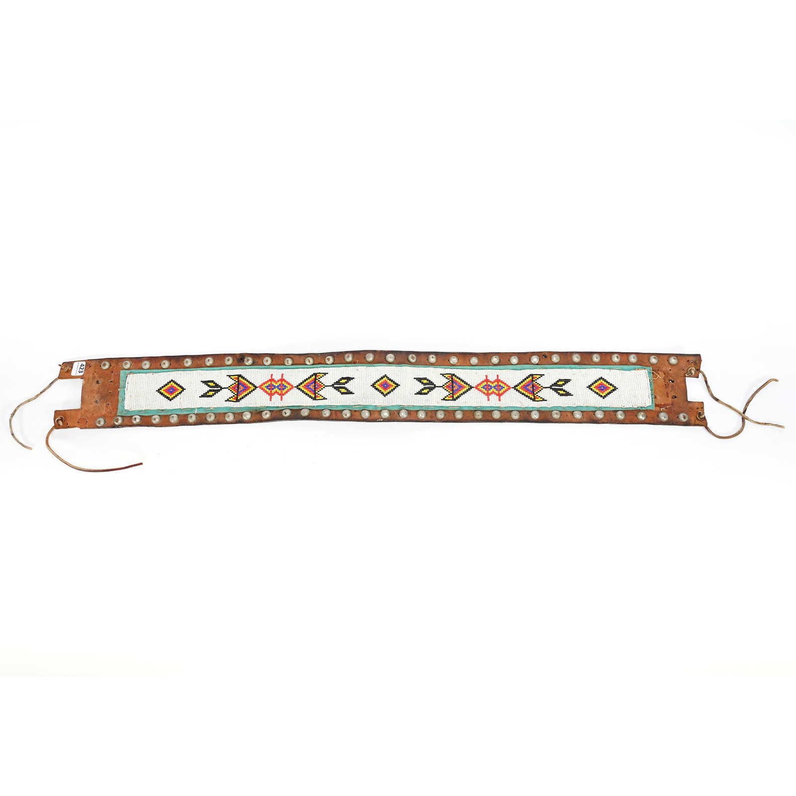 Beaded Leather Native American Belt (1 of 2)