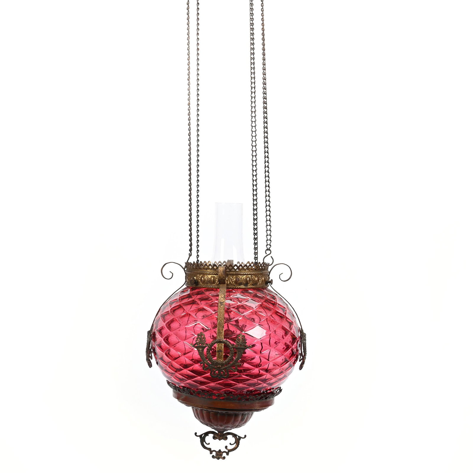 Hanging Hall Light, Cranberry Diamond Quilted (1 of 2)