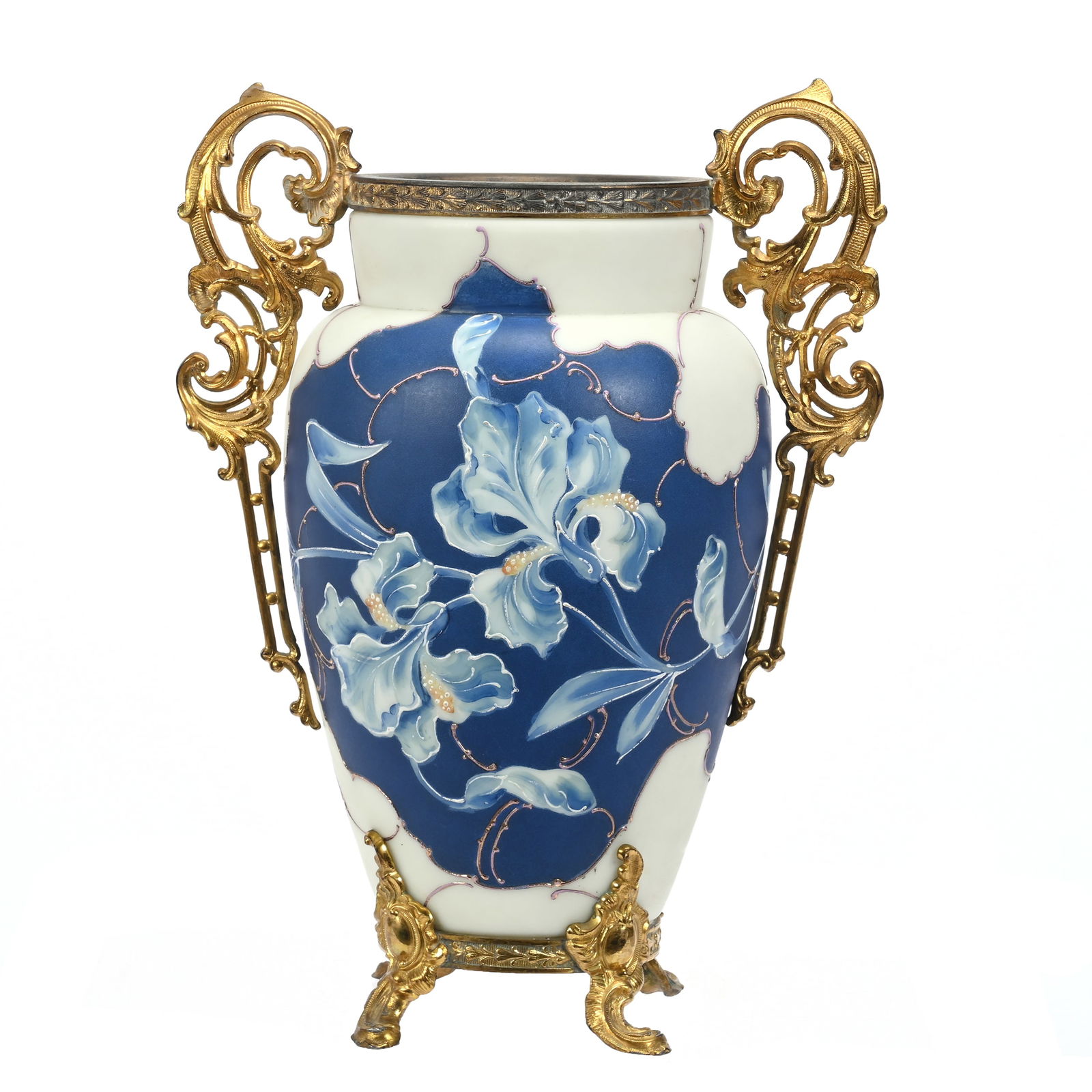 Vase, Two Handles, Unmarked Wave Crest Art Glass (1 of 3)