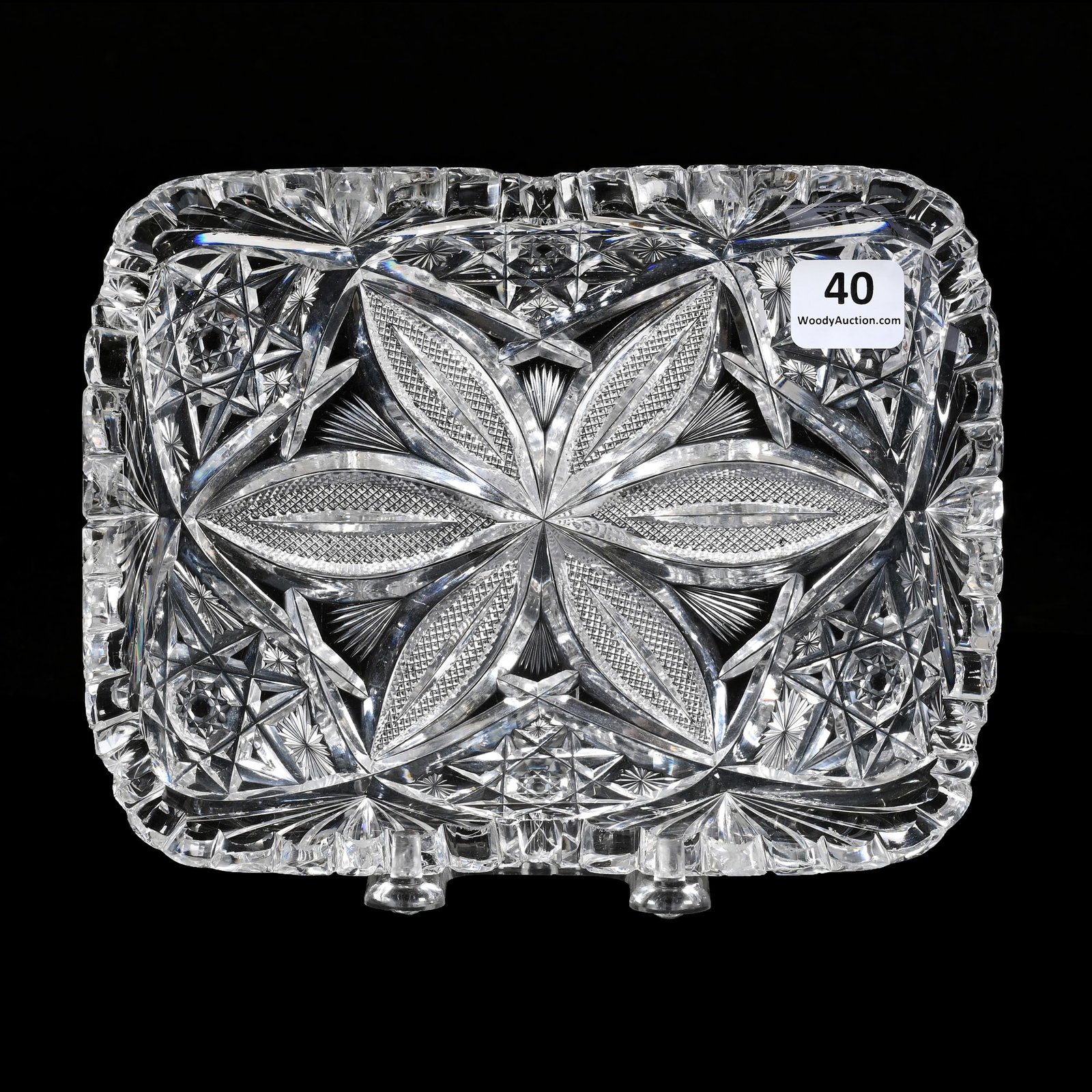 Card Tray, American Brilliant Cut Glass, Venetian Pattern By Hawkes: Card Tray, American Brilliant Cut Glass, Venetian Pattern By Hawkes, 7" x 5.5", Some Pattern Nicks, Sidlinger Estate Collection, North Carolina.