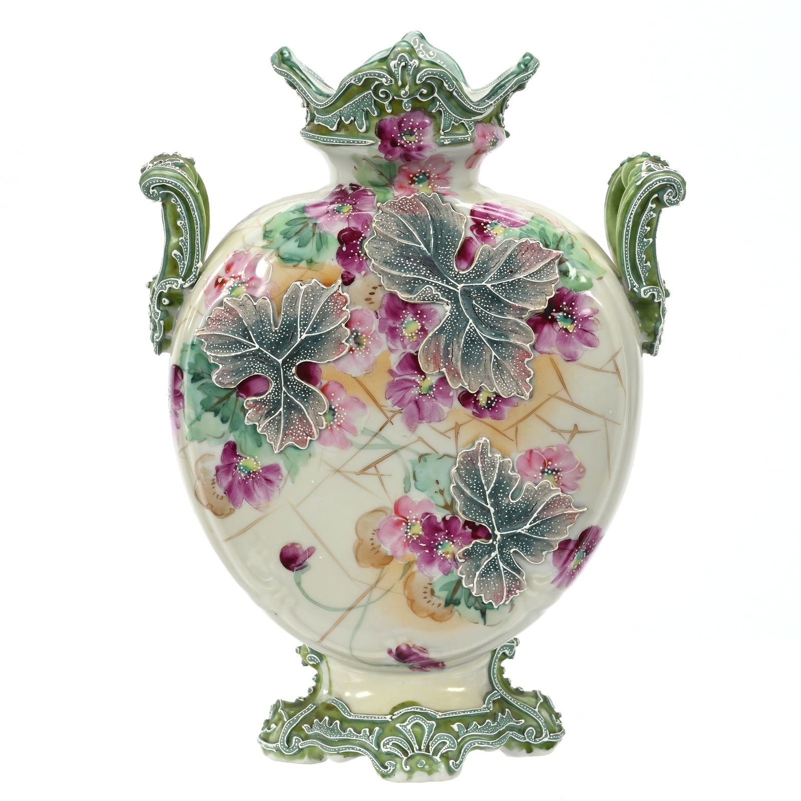 Vase, Two Handles, Unmarked Nippon Style (1 of 3)