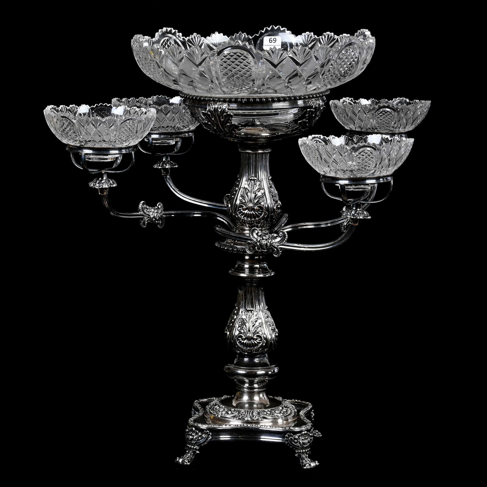 English Silver Plate & Cut Glass Centerpiece (1 of 5)