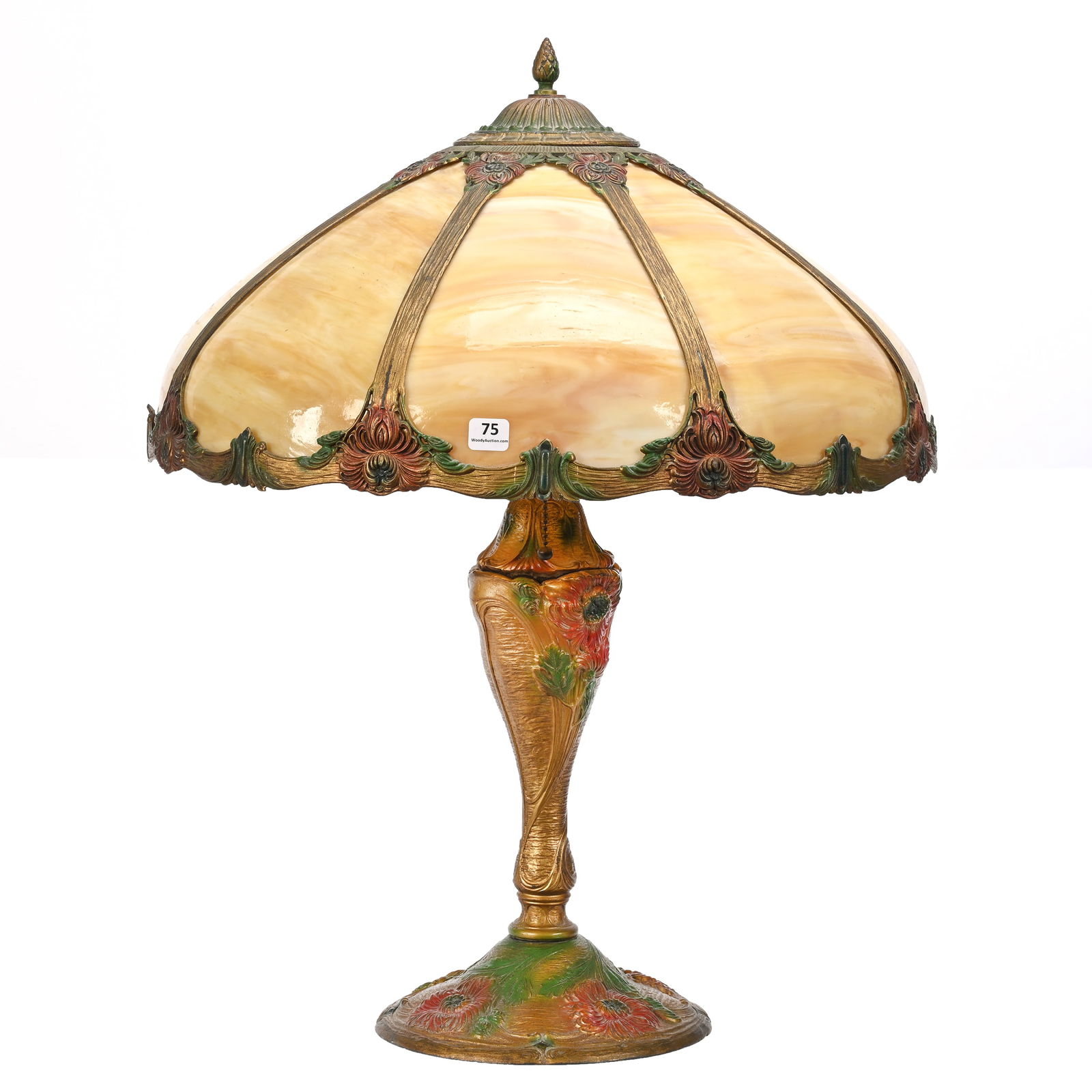 Table Lamp, Bent Panel Slag Glass Shade (1 of 4)